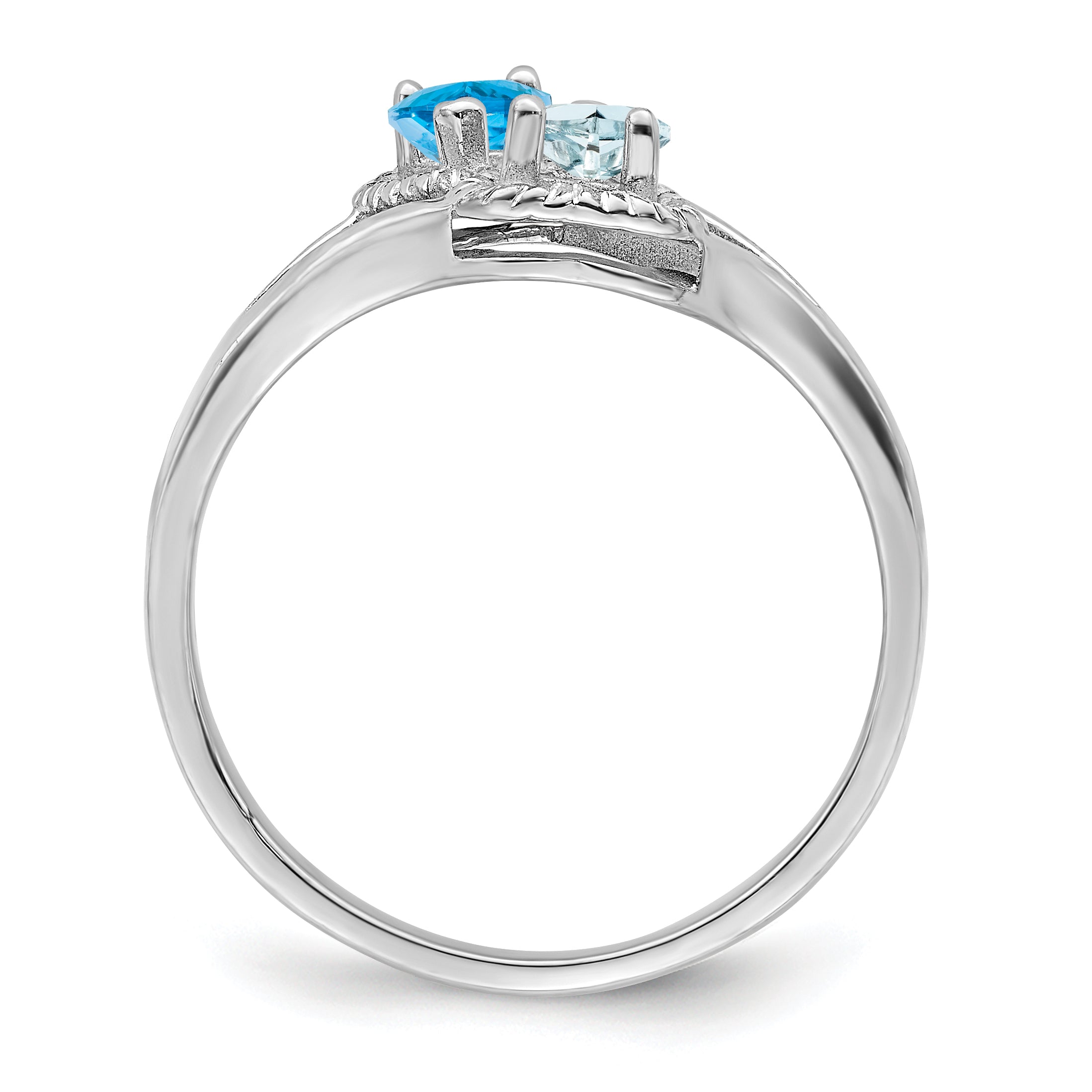 Sterling Silver Rh-plated Personalized 2-Name Synthetic 2 Stone Couple's Ri