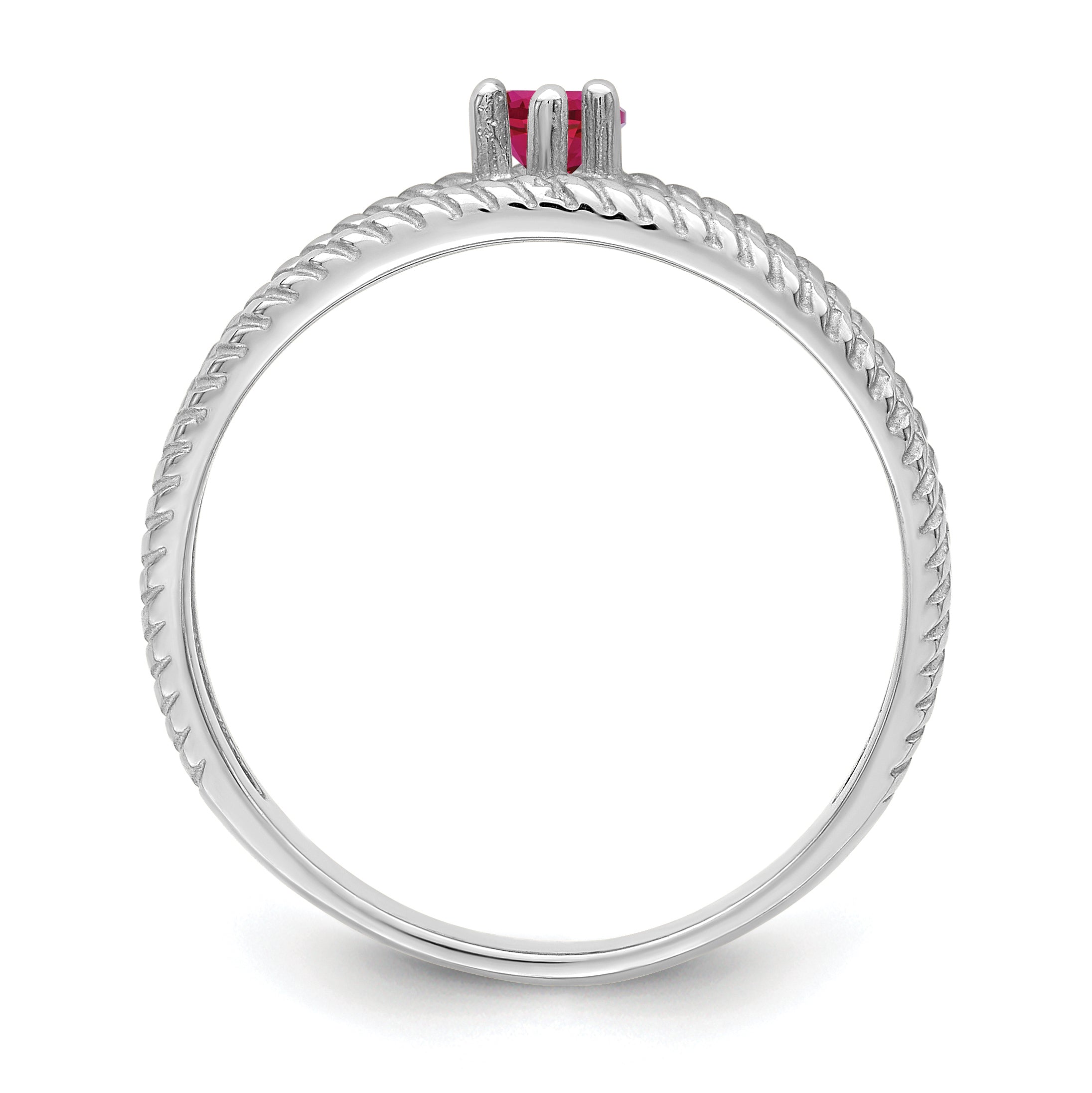 Sterling Silver Rhodium-plated Synthetic Single Stone Mother's Ring