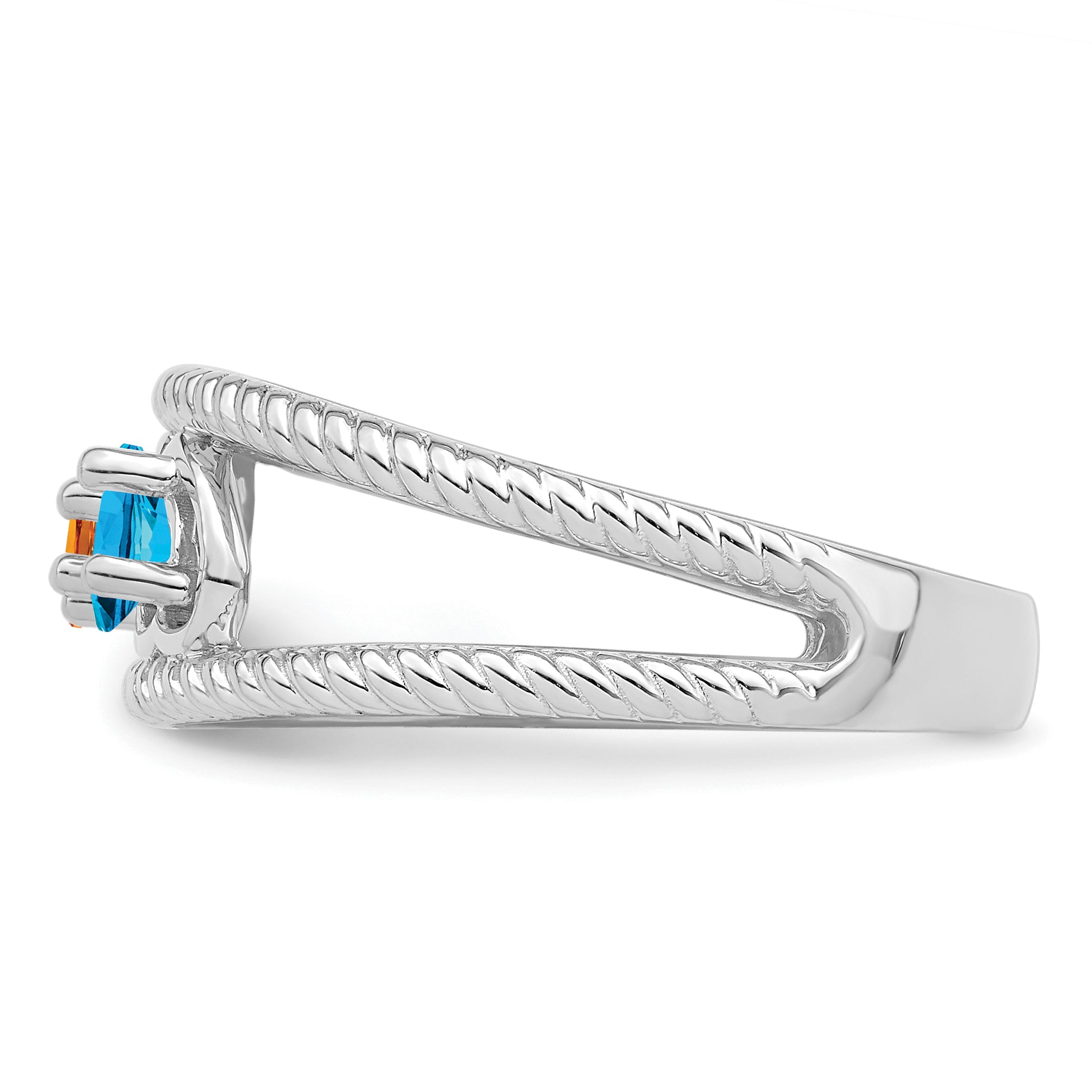 Sterling Silver Rhodium-plated Synthetic Family Jewelry Ring