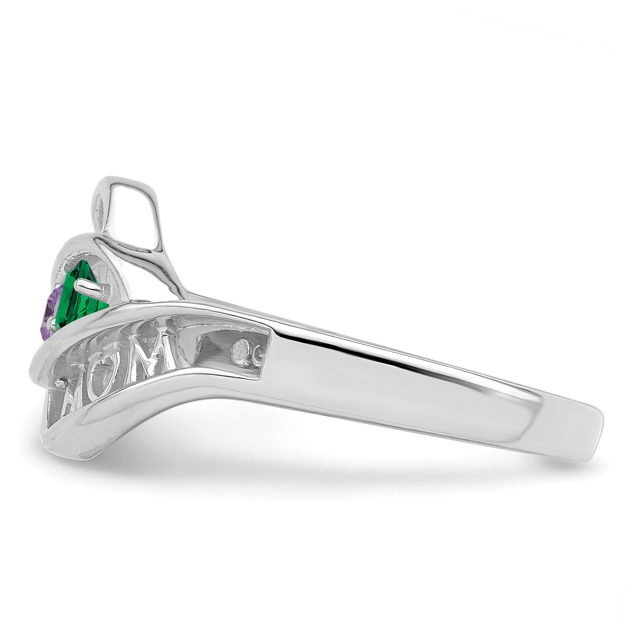 Sterling Silver Rhodium-plated Synthetic Family Jewelry Ring