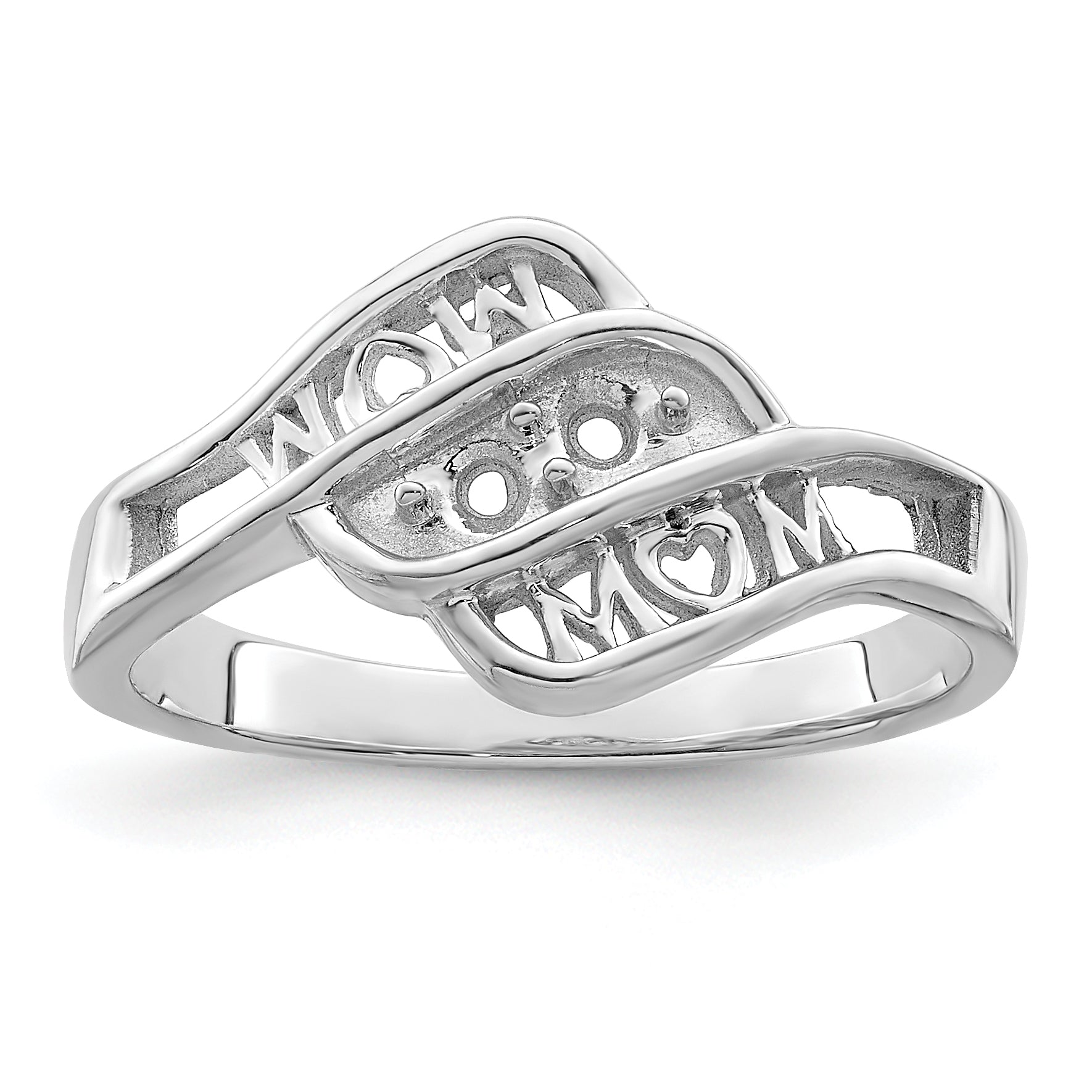 Sterling Silver Rhodium-plated Synthetic Family Jewelry Ring