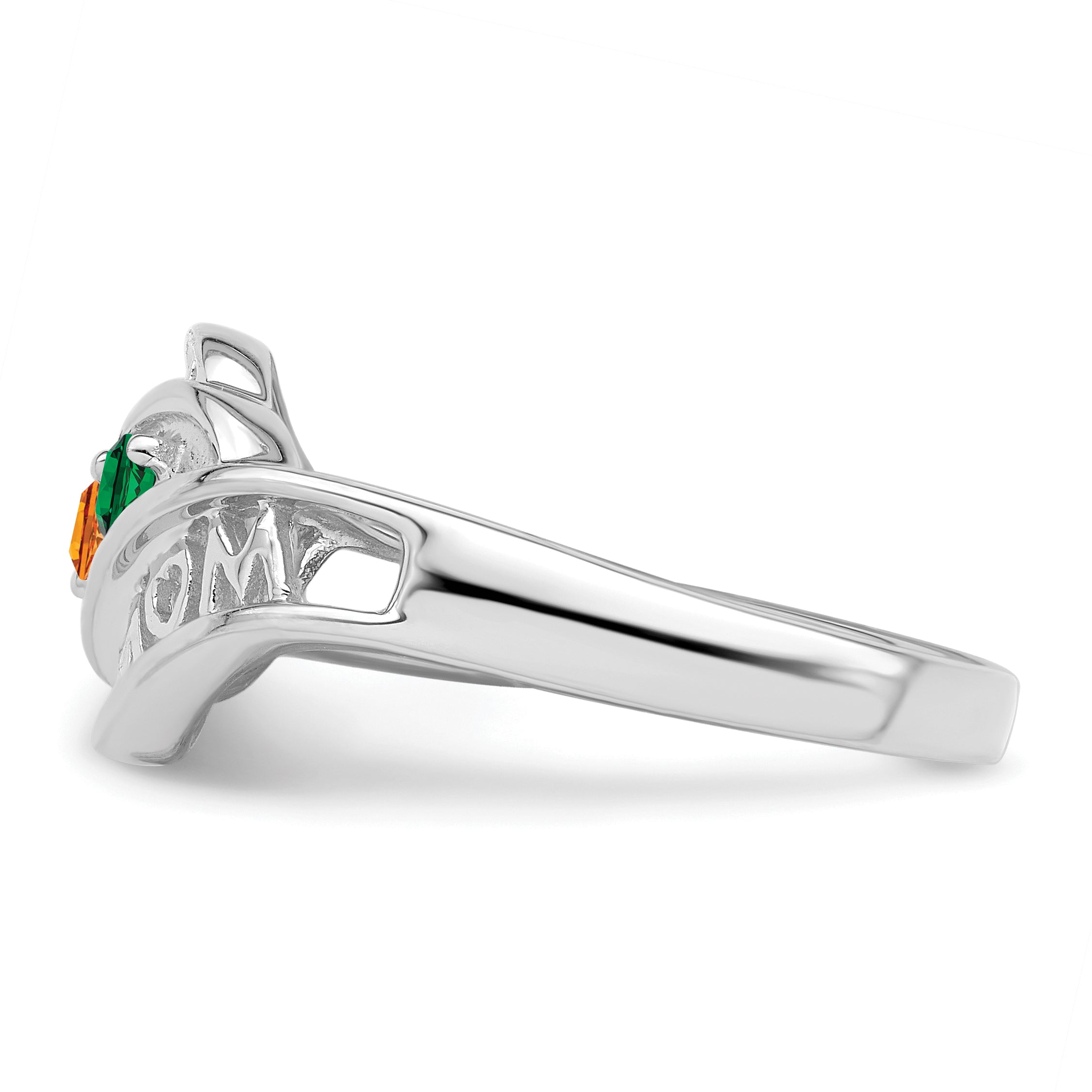 Sterling Silver Rhodium-plated Synthetic Family Jewelry Ring