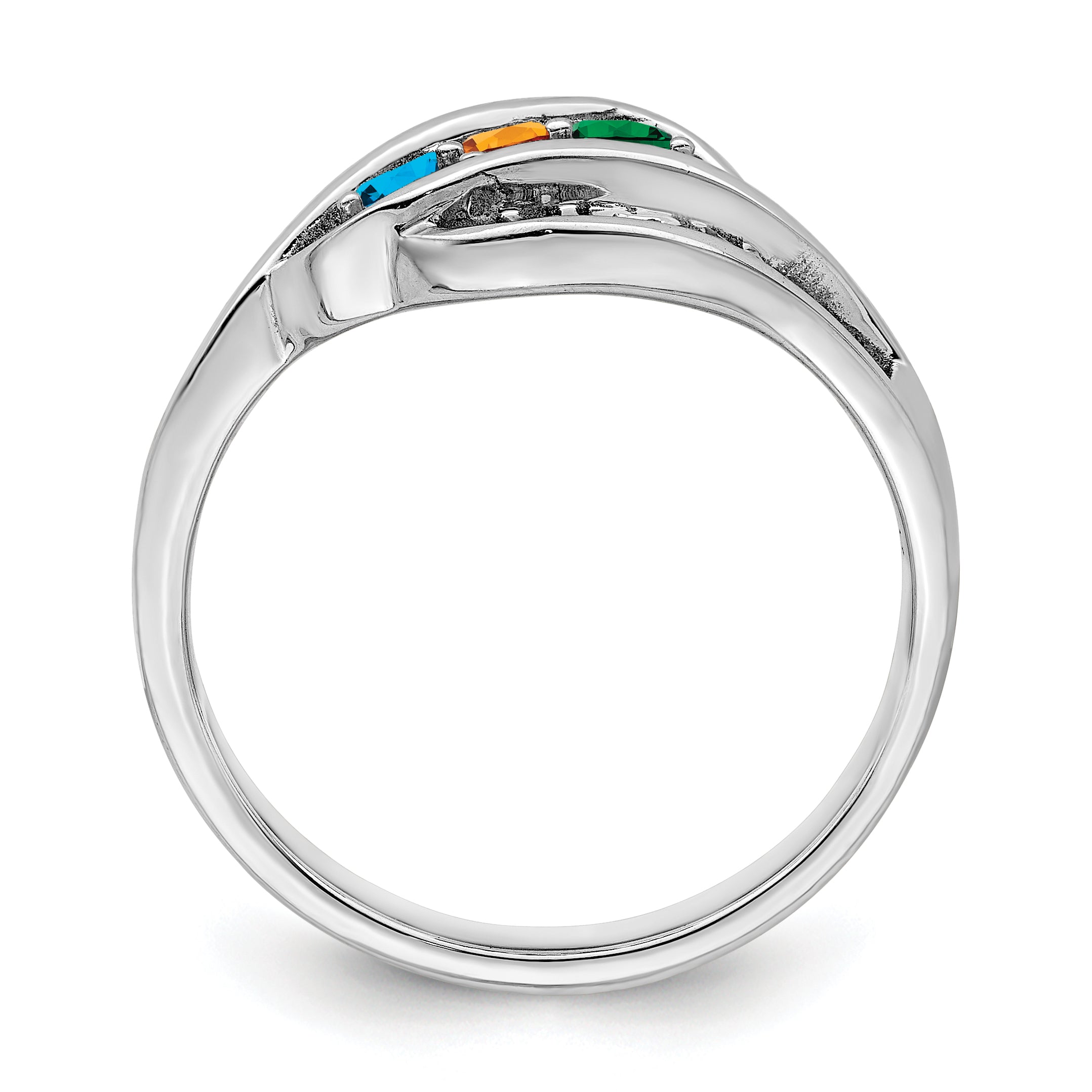 Sterling Silver Rhodium-plated Synthetic Family Jewelry Ring