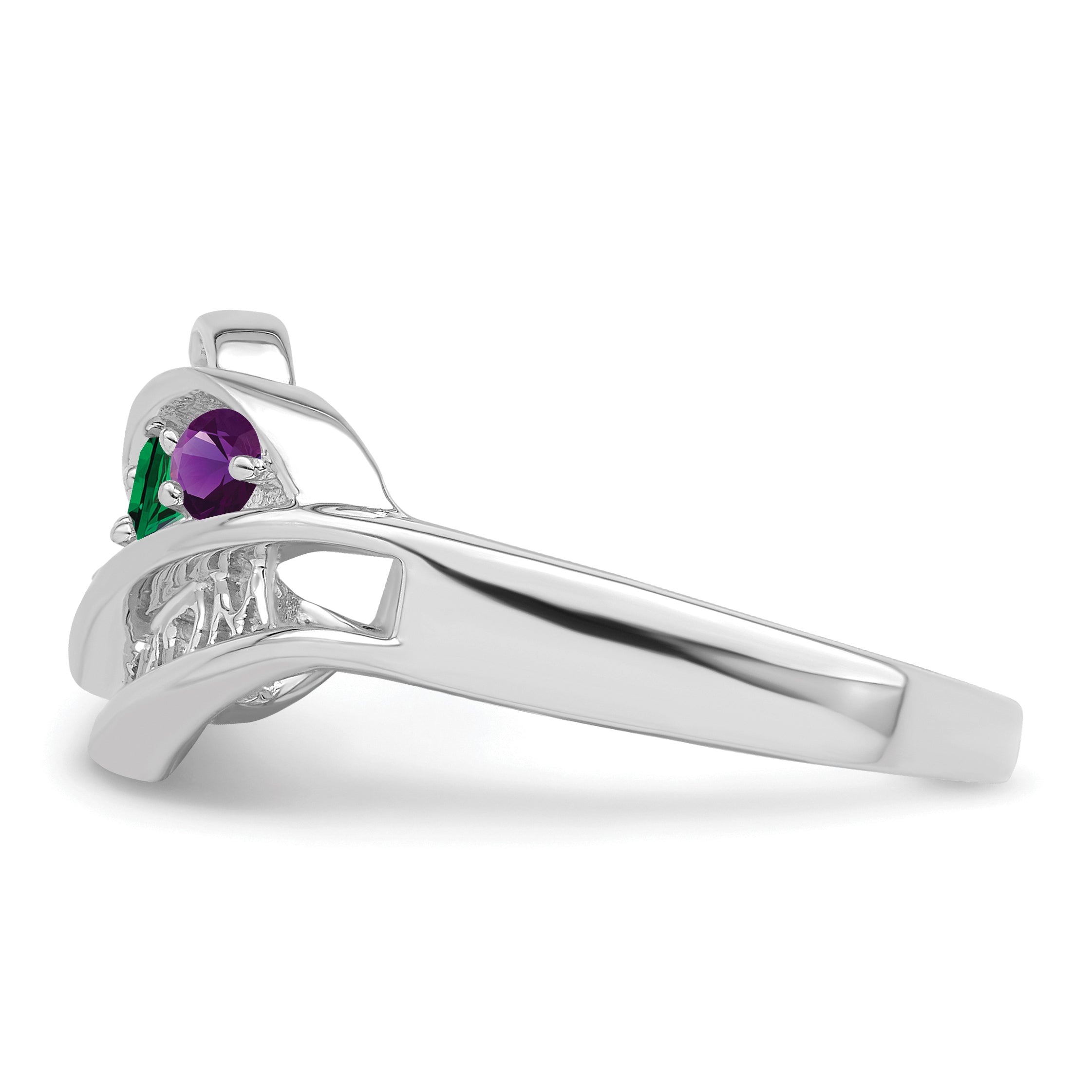 Sterling Silver Rhodium-plated Synthetic Family Jewelry Ring