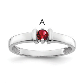 Sterling Silver Rhodium-plated Synthetic 1 Stone Mother's Ring