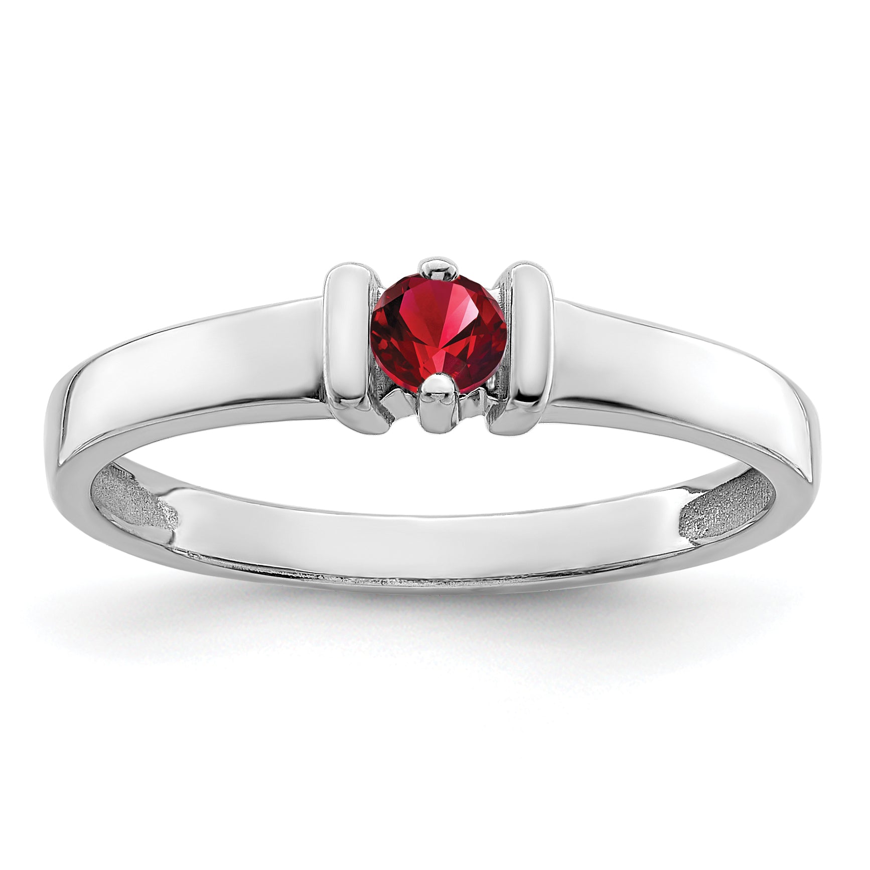 Sterling Silver Rhodium-plated Synthetic 1 Stone Mother's Ring