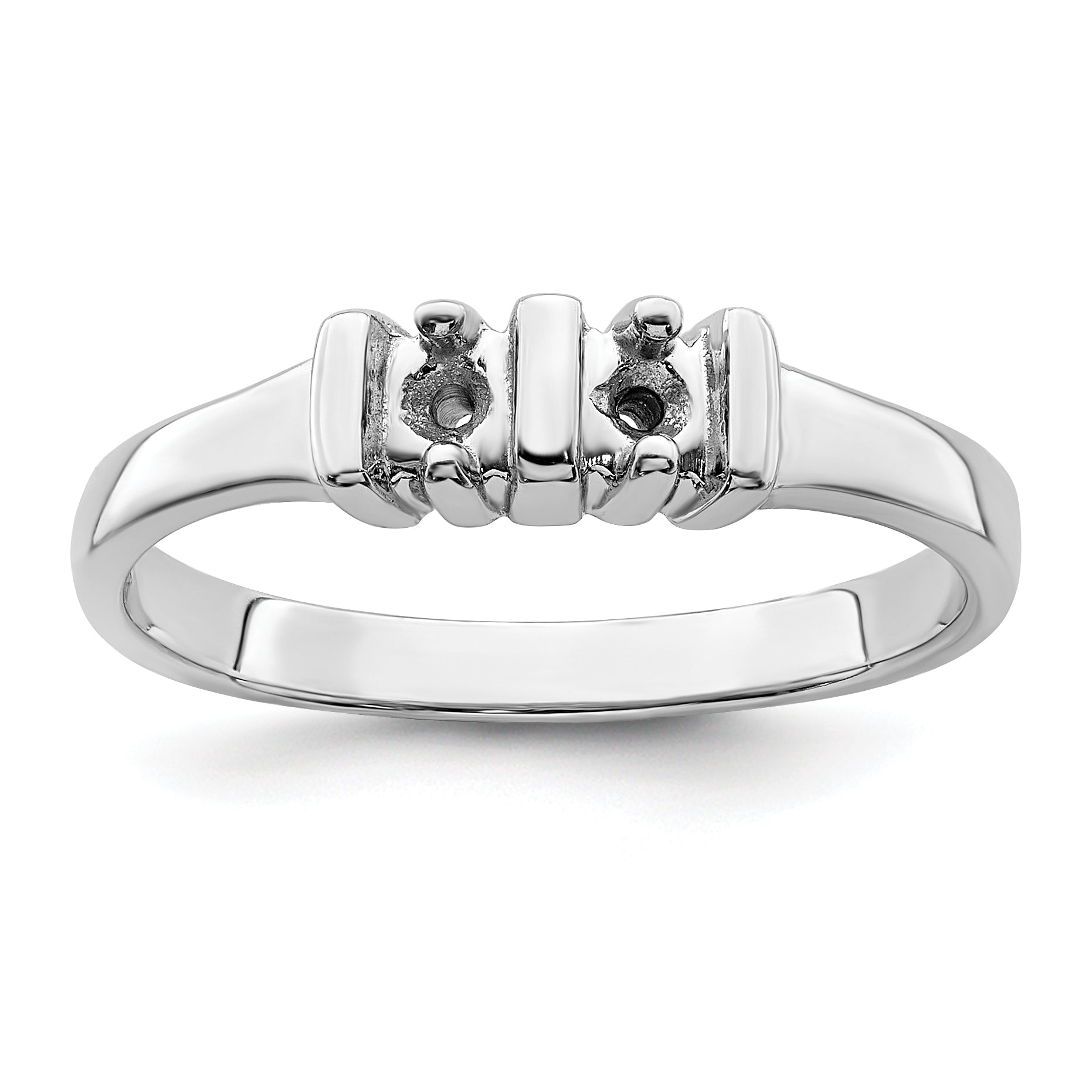 Sterling Silver Rhodium-plated Synthetic 2 Stone Mother's Ring