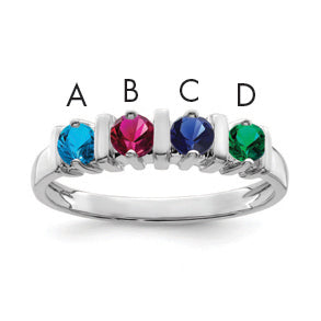 Sterling Silver Rhodium-plated Synthetic 4 Stone Mother's Ring