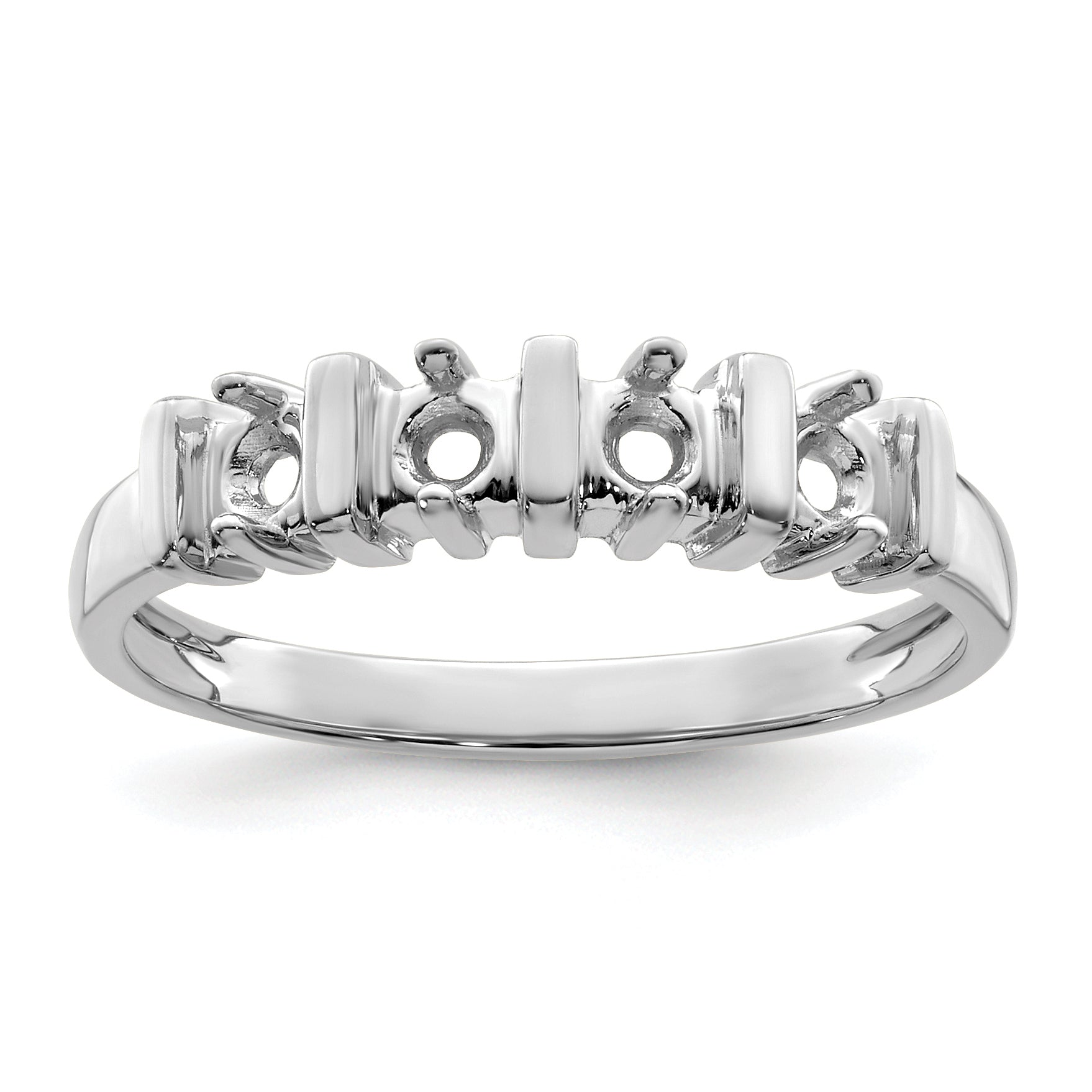 Sterling Silver Rhodium-plated Synthetic 4 Stone Mother's Ring