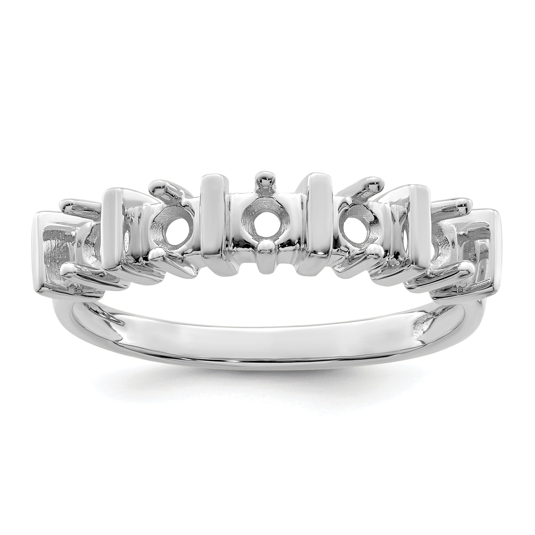 Sterling Silver Rhodium-plated Synthetic 5 Stone Mother's Ring