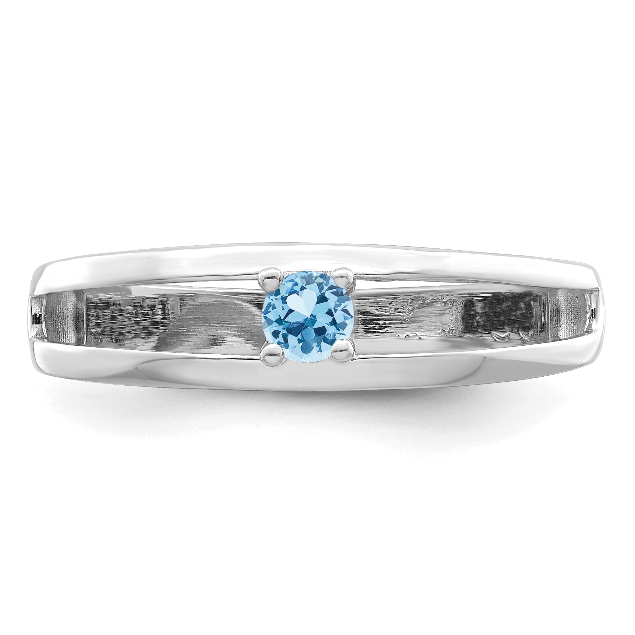 Sterling Silver Rhodium-plated 3mm Synthetic Family Jewelry Ring