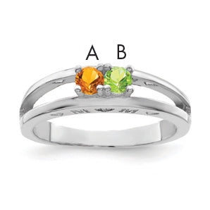 Sterling Silver Rhodium-plated 3mm Synthetic Family Jewelry Ring