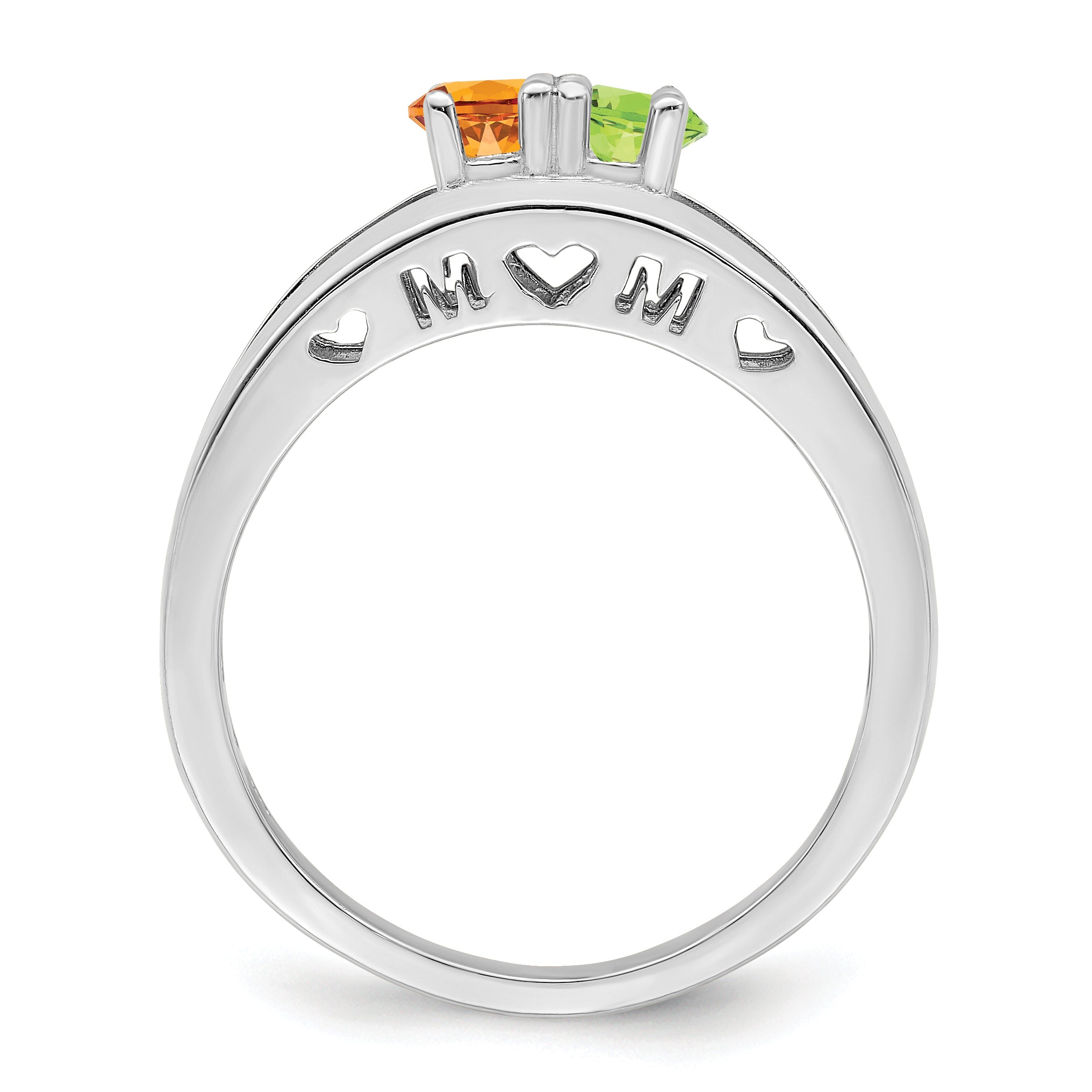 Sterling Silver Rhodium-plated 3mm Synthetic Family Jewelry Ring