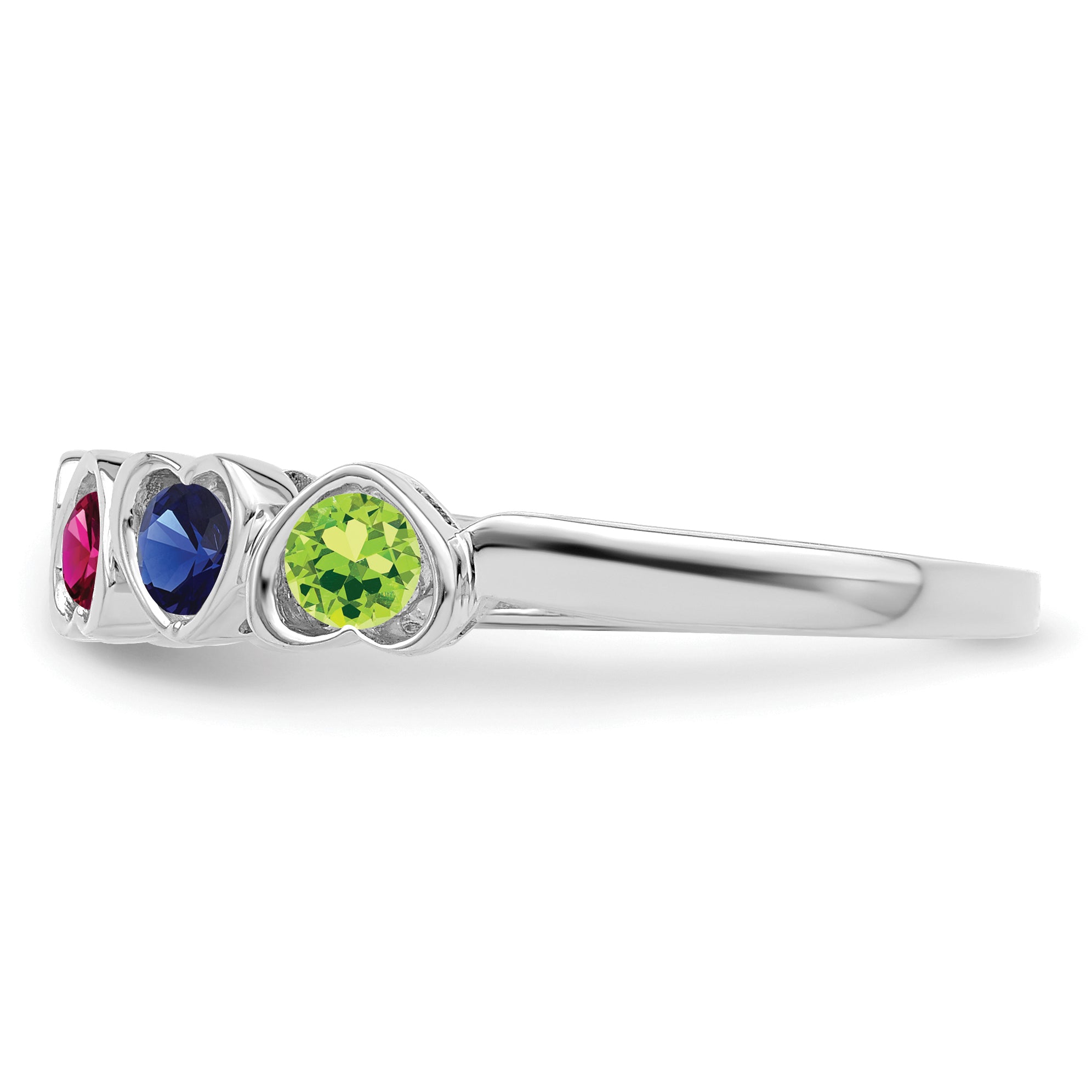 Sterling Silver Rhodium-plated Synthetic 6 Stone Mother's Ring