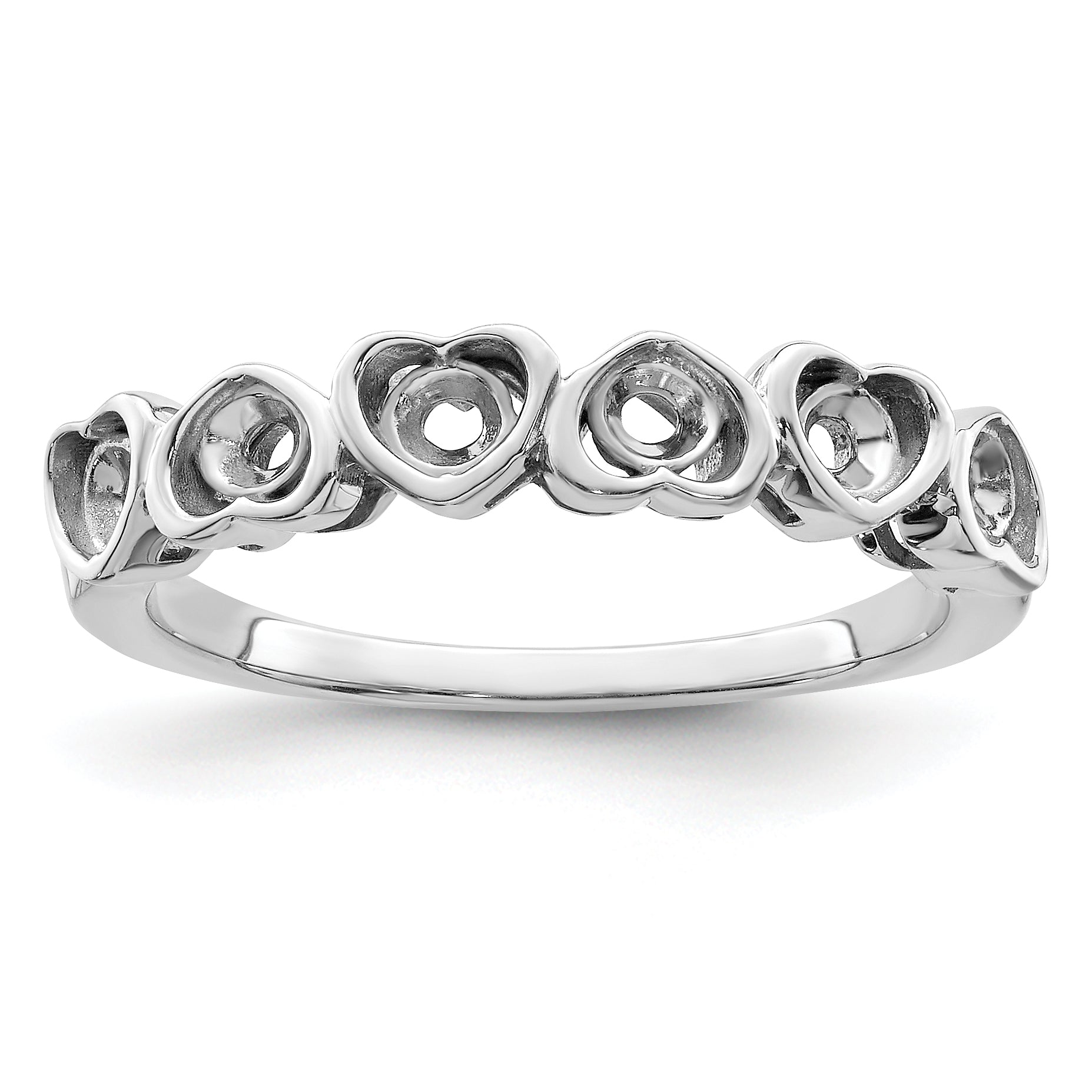 Sterling Silver Rhodium-plated Synthetic 6 Stone Mother's Ring