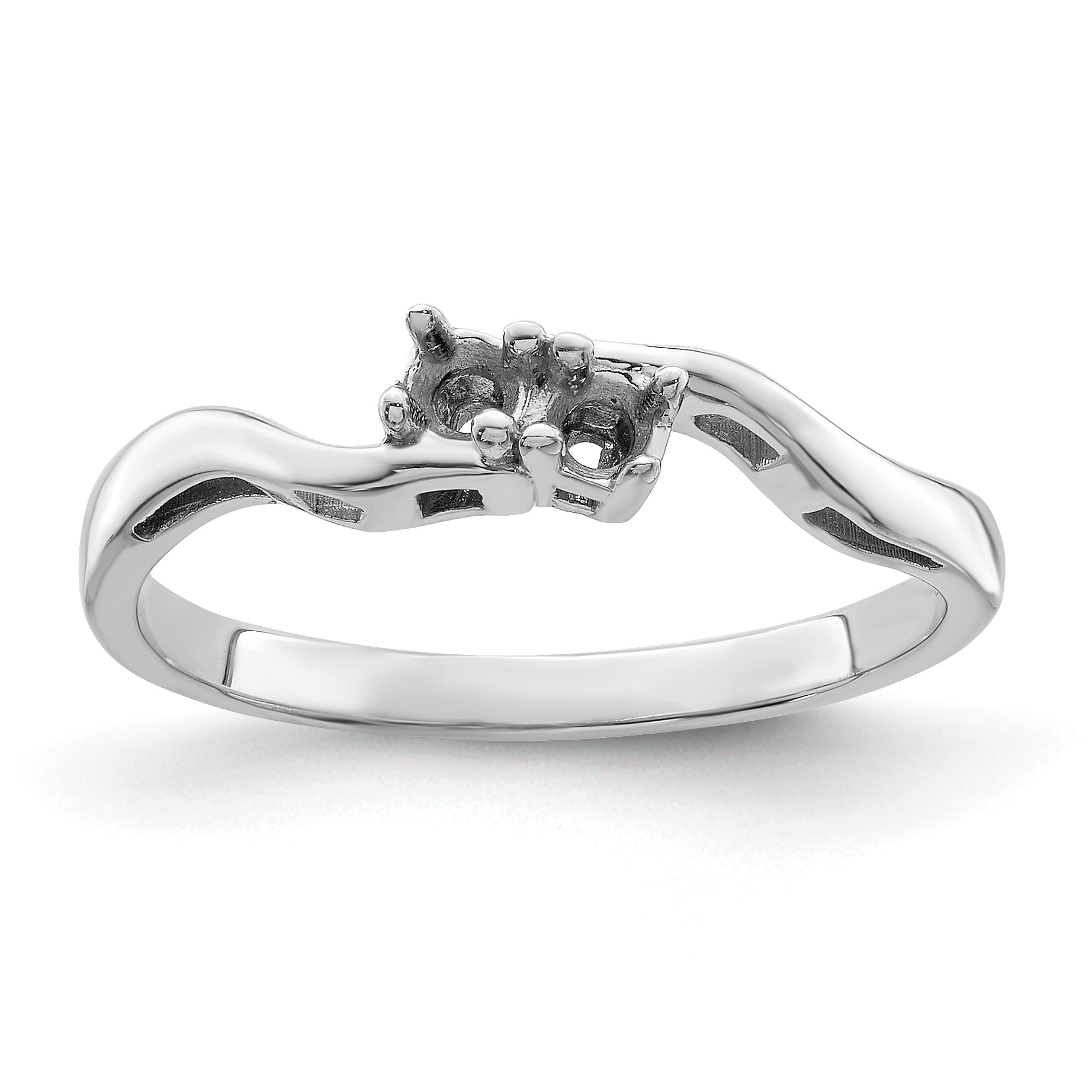 Sterling Silver Rhodium-plated Synthetic 2 Stone Mother's Ring