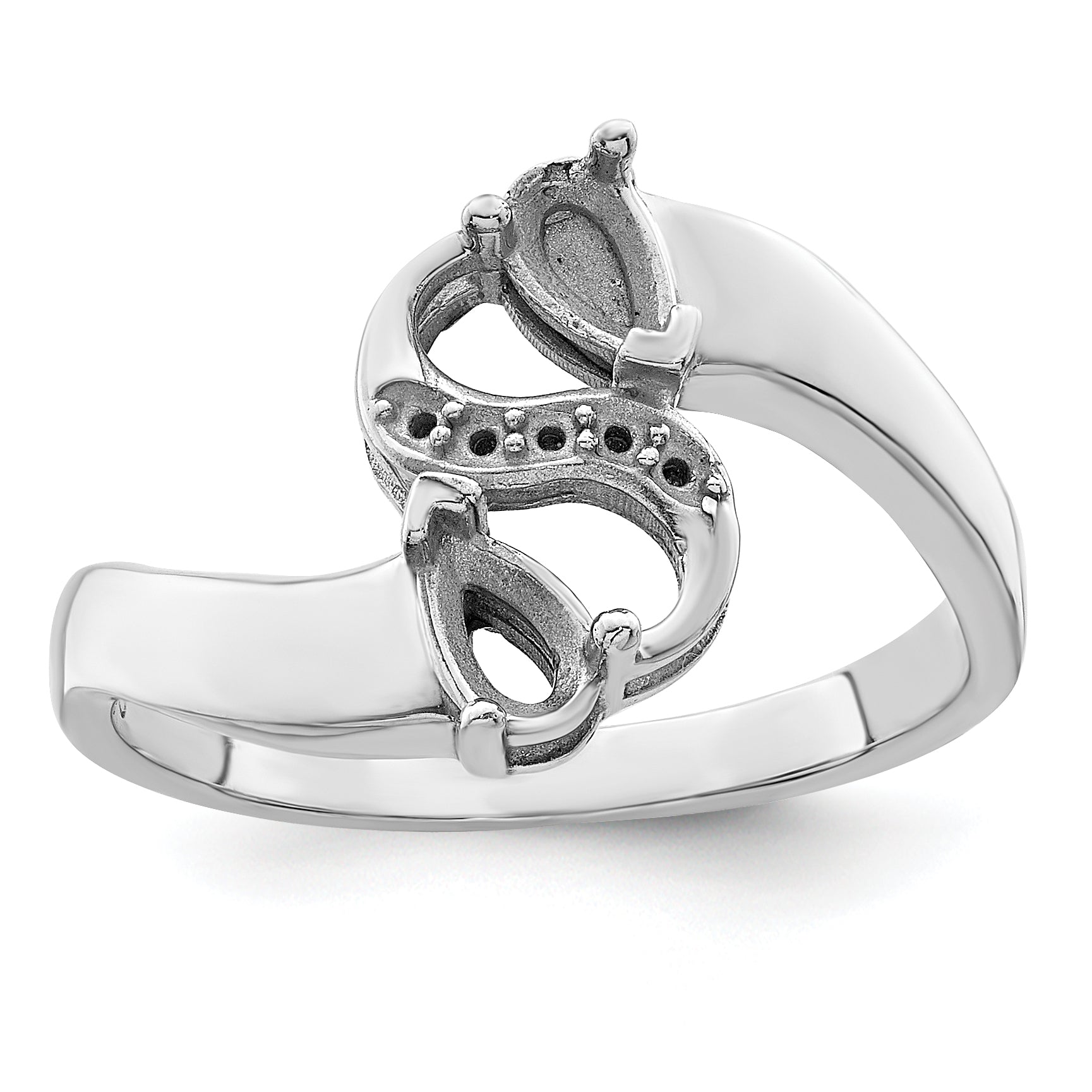 Sterling Silver Rhodium-plated Imitation and Diamond Couple Ring