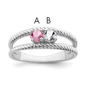 Sterling Silver Rhodium-plated Family Jewelry Ring