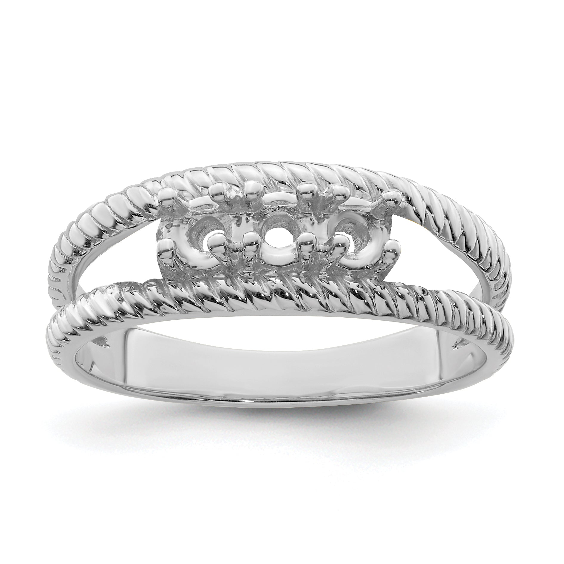 Sterling Silver Rhodium-plated Synthetic 3 Stone Mother's Ring