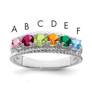 Sterling Silver Rhodium-plated Family Jewelry Ring