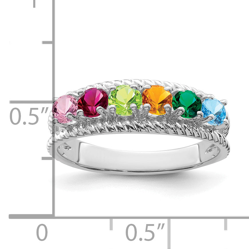 Sterling Silver Rhodium-plated Family Jewelry Ring