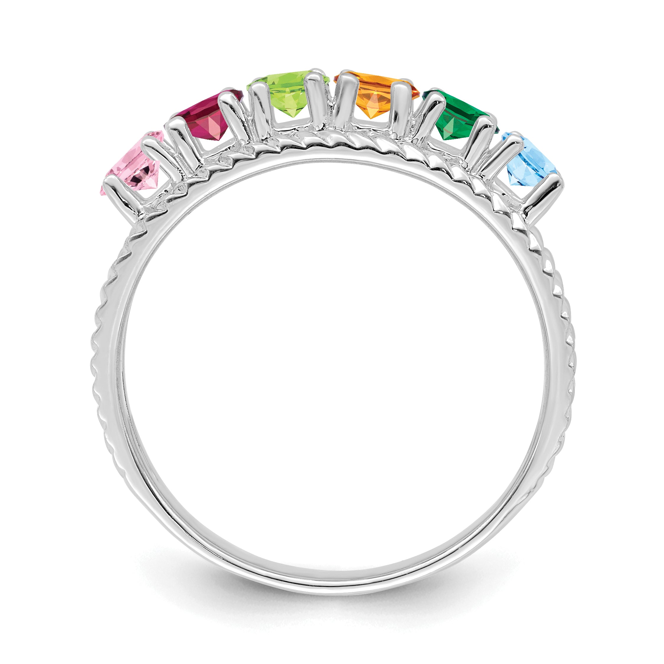 Sterling Silver Rhodium-plated Family Jewelry Ring
