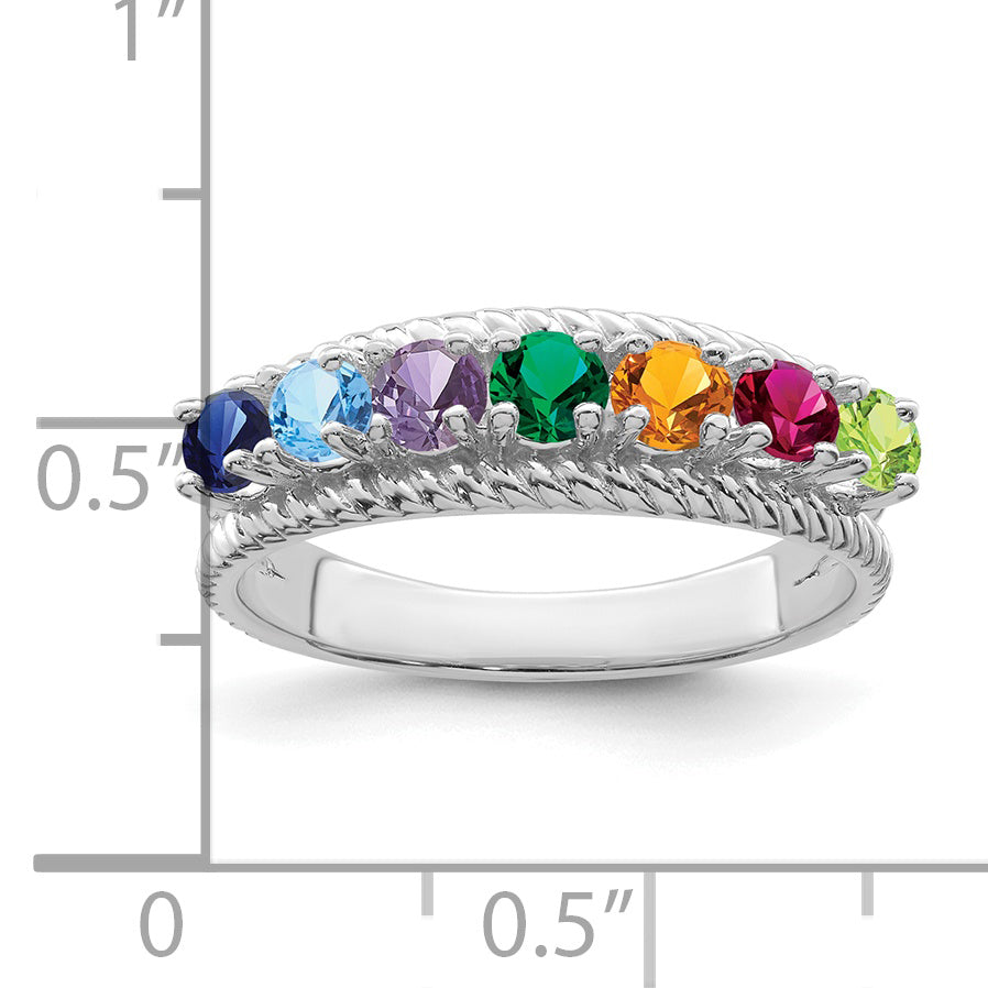 Sterling Silver Rhodium-plated Family Jewelry Ring