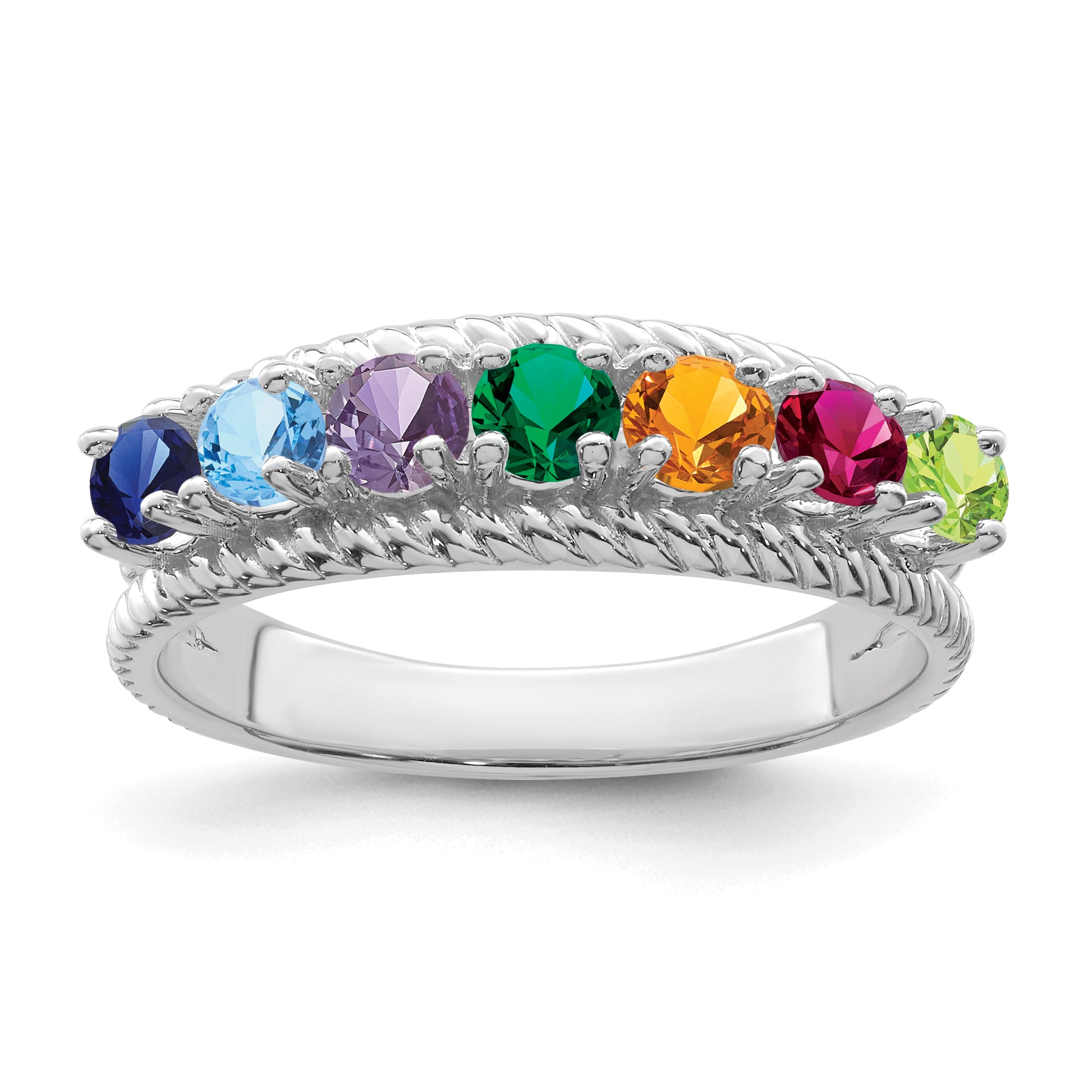 Sterling Silver Rhodium-plated Family Jewelry Ring