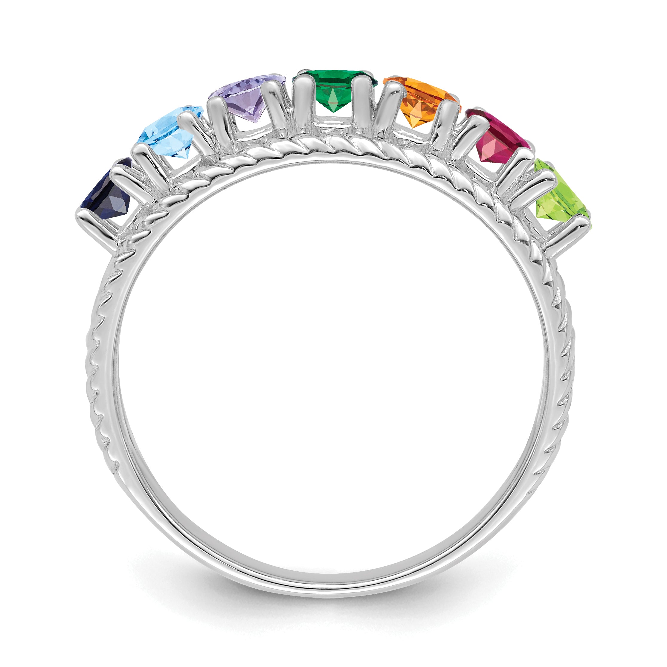 Sterling Silver Rhodium-plated Family Jewelry Ring