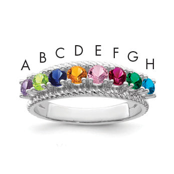 Sterling Silver Rhodium-plated Family Jewelry Ring