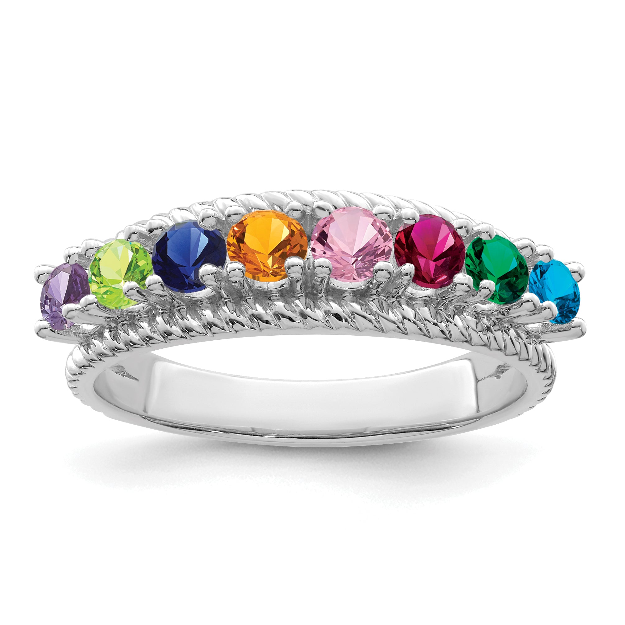 Sterling Silver Rhodium-plated Family Jewelry Ring