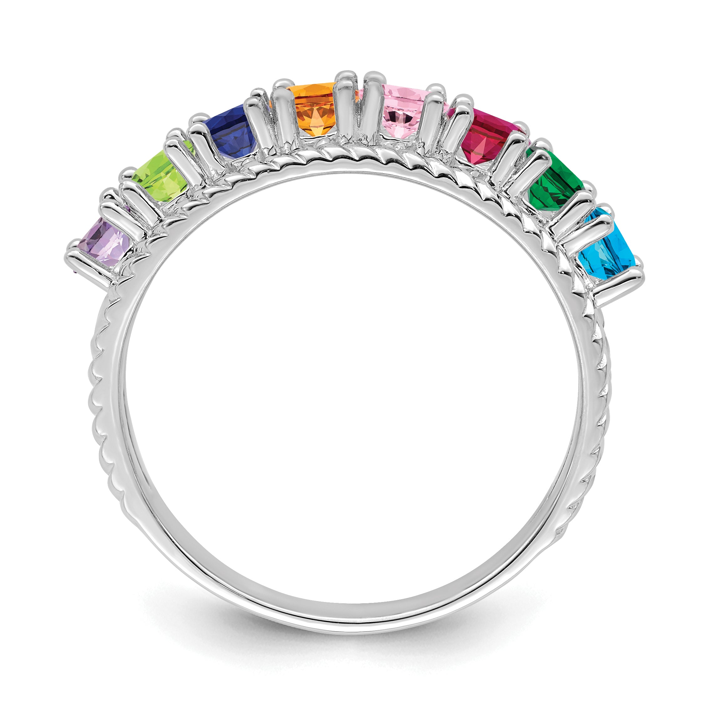 Sterling Silver Rhodium-plated Family Jewelry Ring