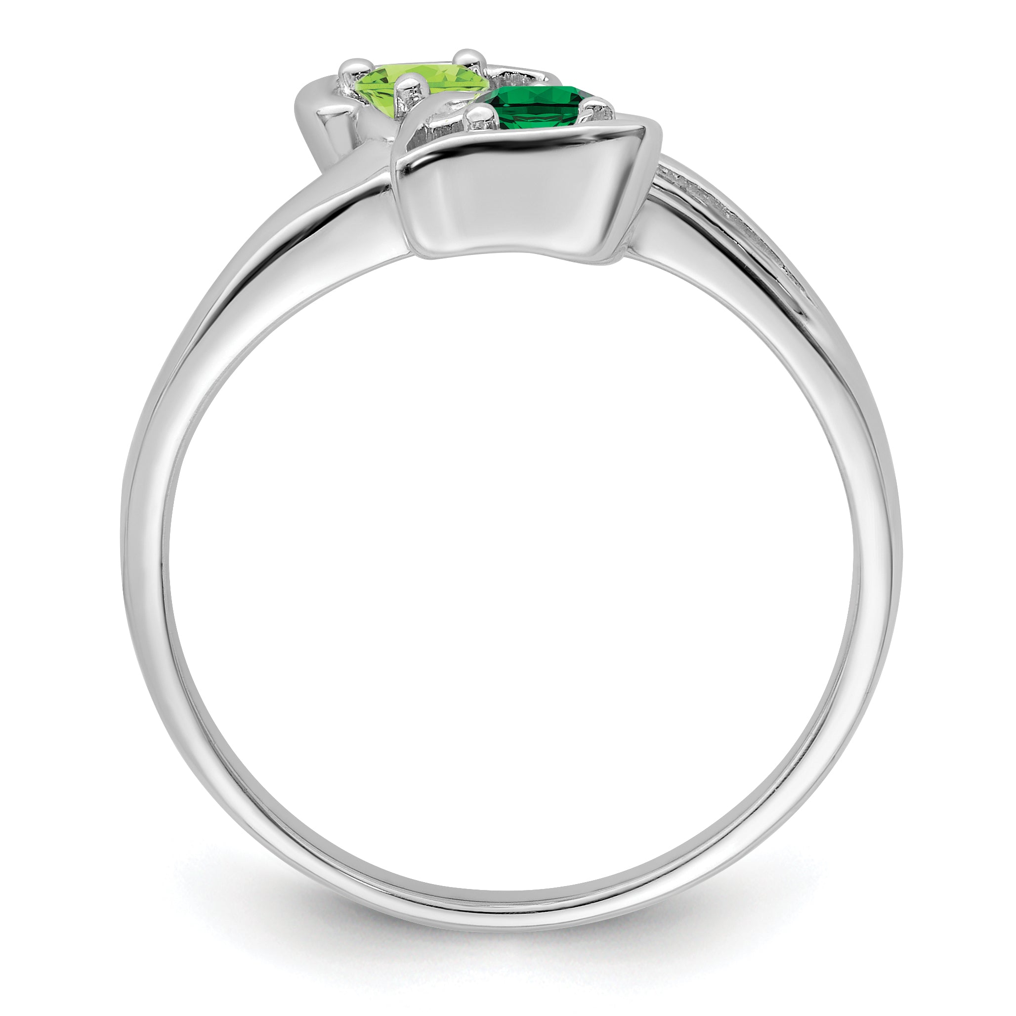 SS Rh-plated Personalized 2-Name Diamond and Synthetic 2 Stone Couple's Rin