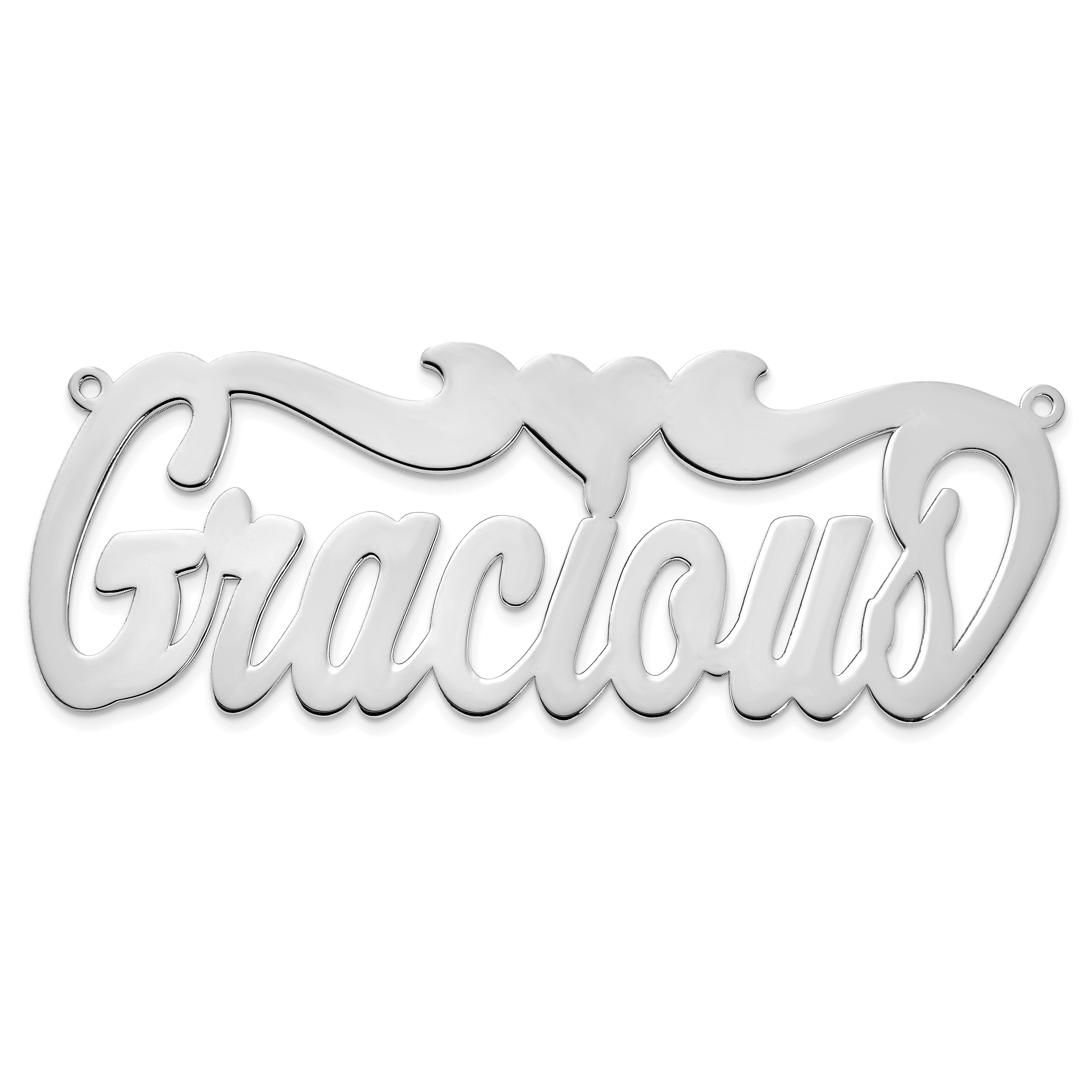 Sterling Silver/Rhodium-plated Polished Heart Name Plate