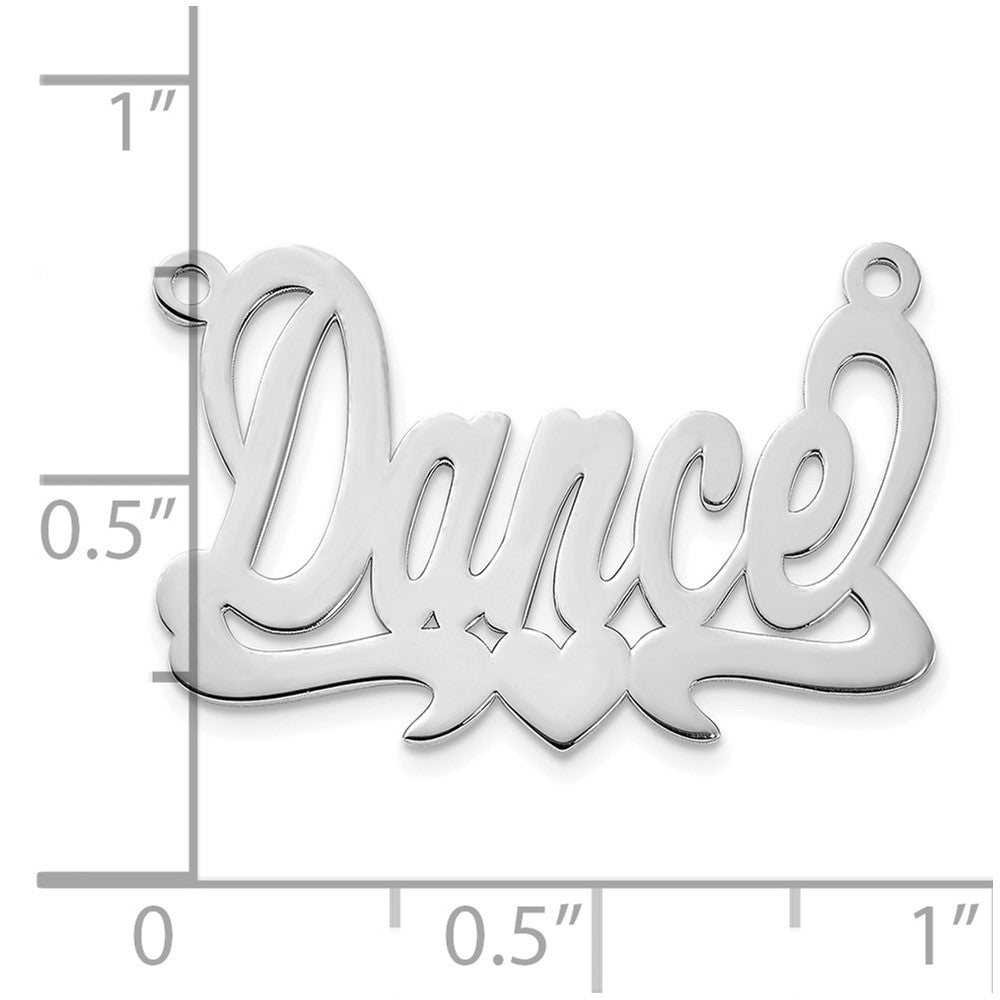 Sterling Silver/Rhodium-plated Polished Heart Name Plate