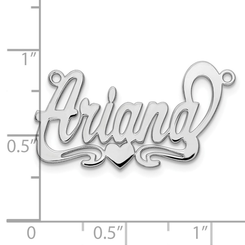 sterling Silver/Rhodium-plated Polished Heart Name Plate