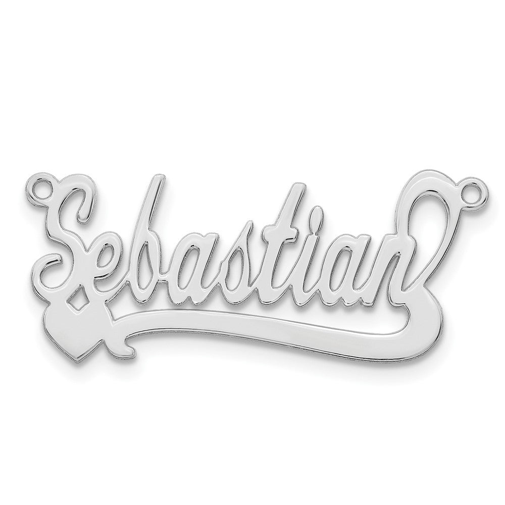 Sterling Silver/Rhodium-plated Polished Heart Name Plate