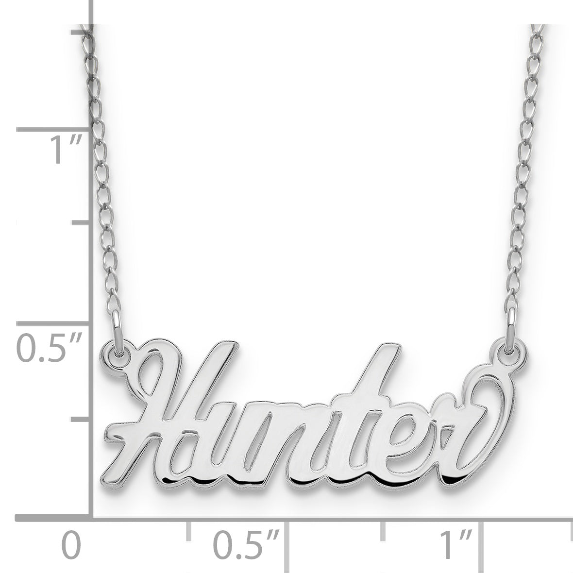 Sterling Silver Rhodium-plated .027 Gauge Polished Name 18 Necklace