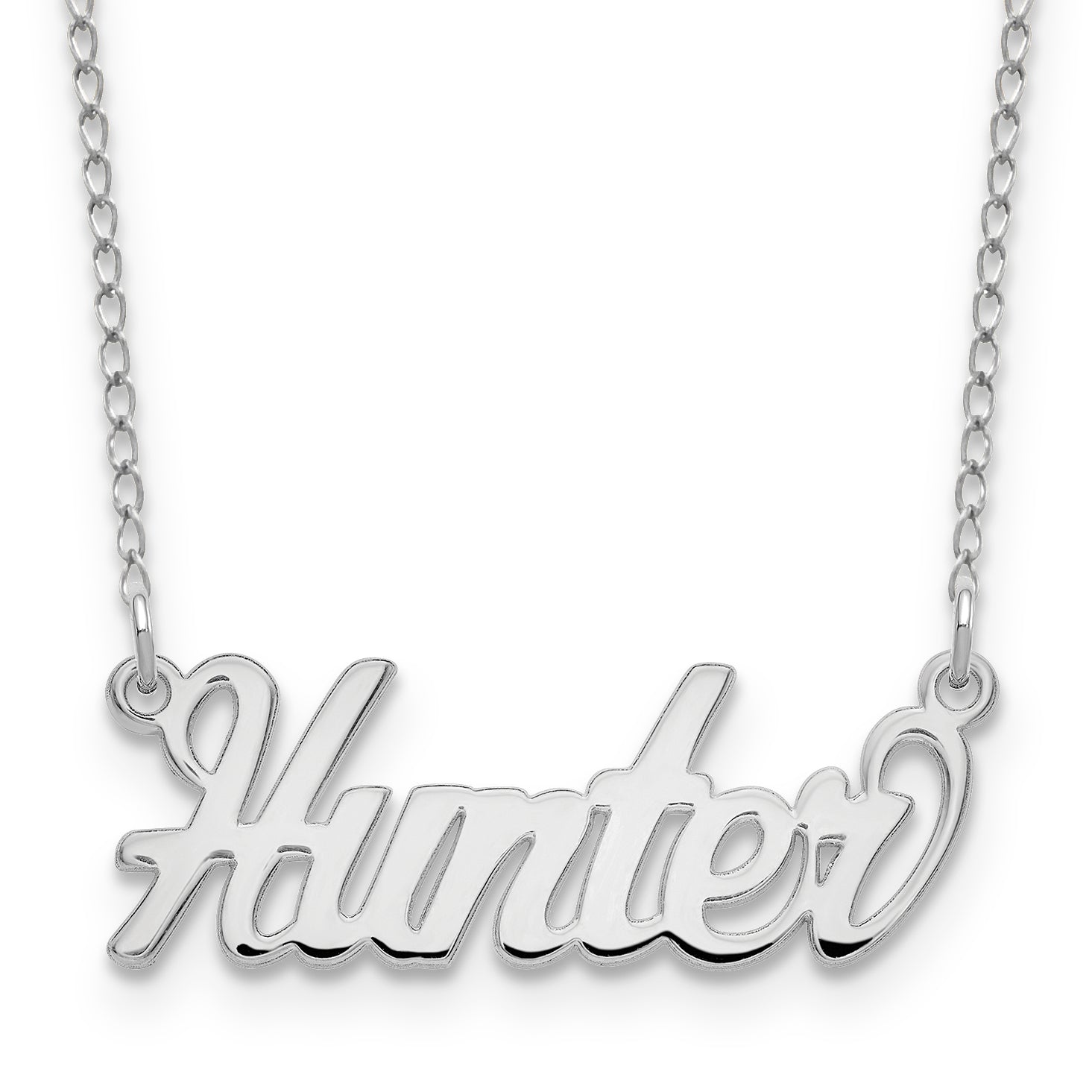 Sterling Silver Rhodium-plated .027 Gauge Polished Name 18 Necklace