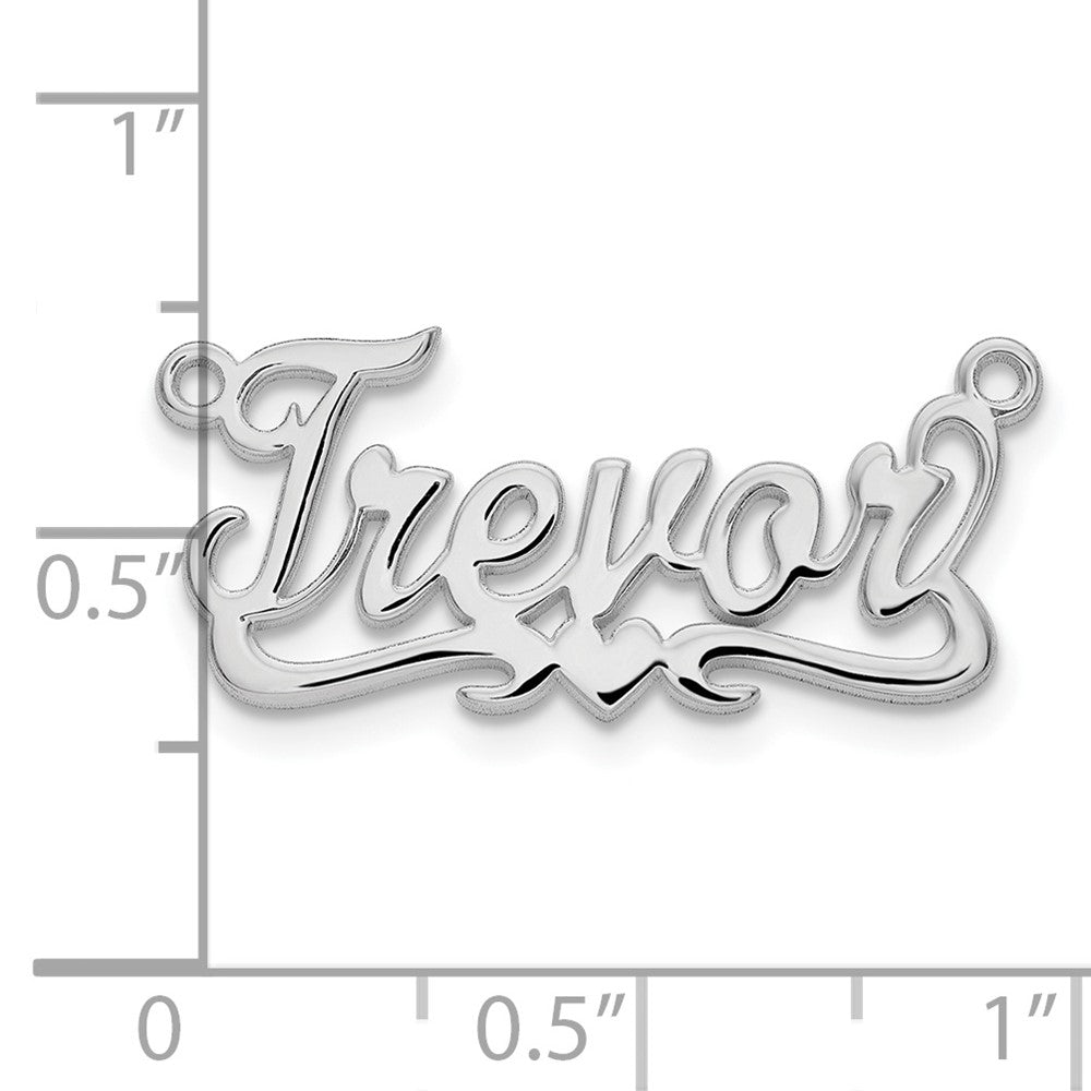 Sterling Silver/Rhodium-plated Polished Heart Name Plate