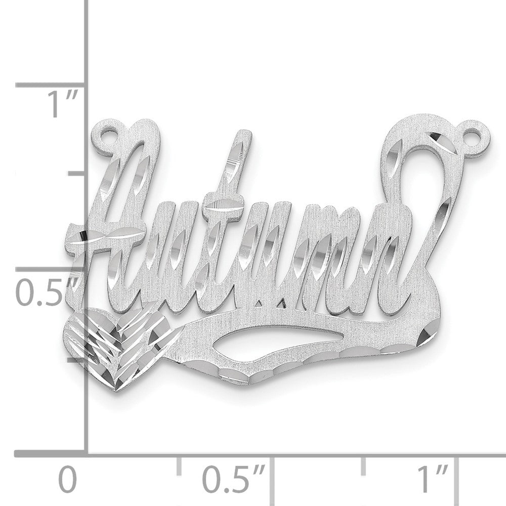 Sterling Silver/Rhodium-plated Satin Diamond-cut Heart Name Plate