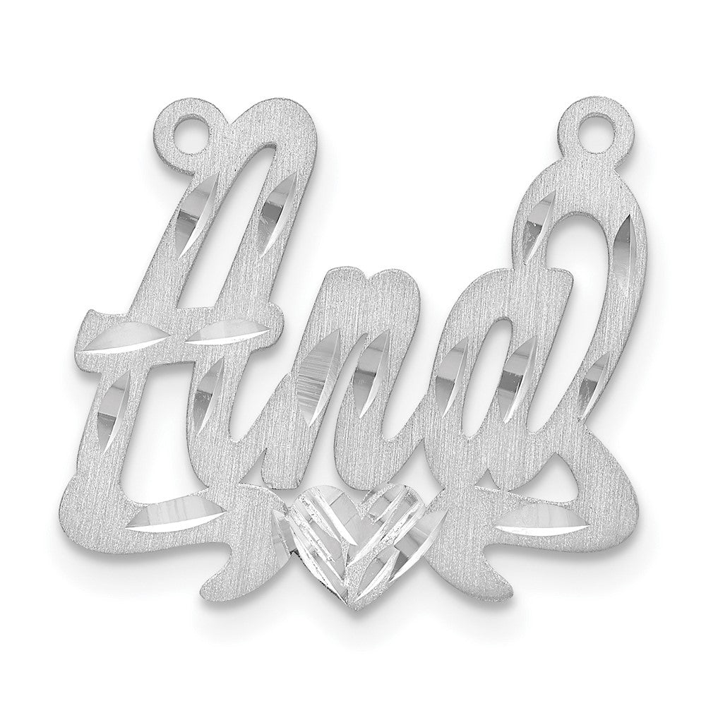 Sterling Silver/Rhodium-plated Satin Diamond-cut Heart Name Plate