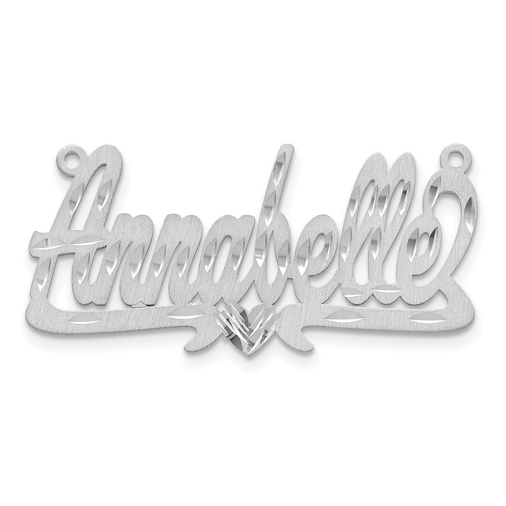 Sterling Silver/Rhodium-plated Satin Diamond-cut Heart Name Plate
