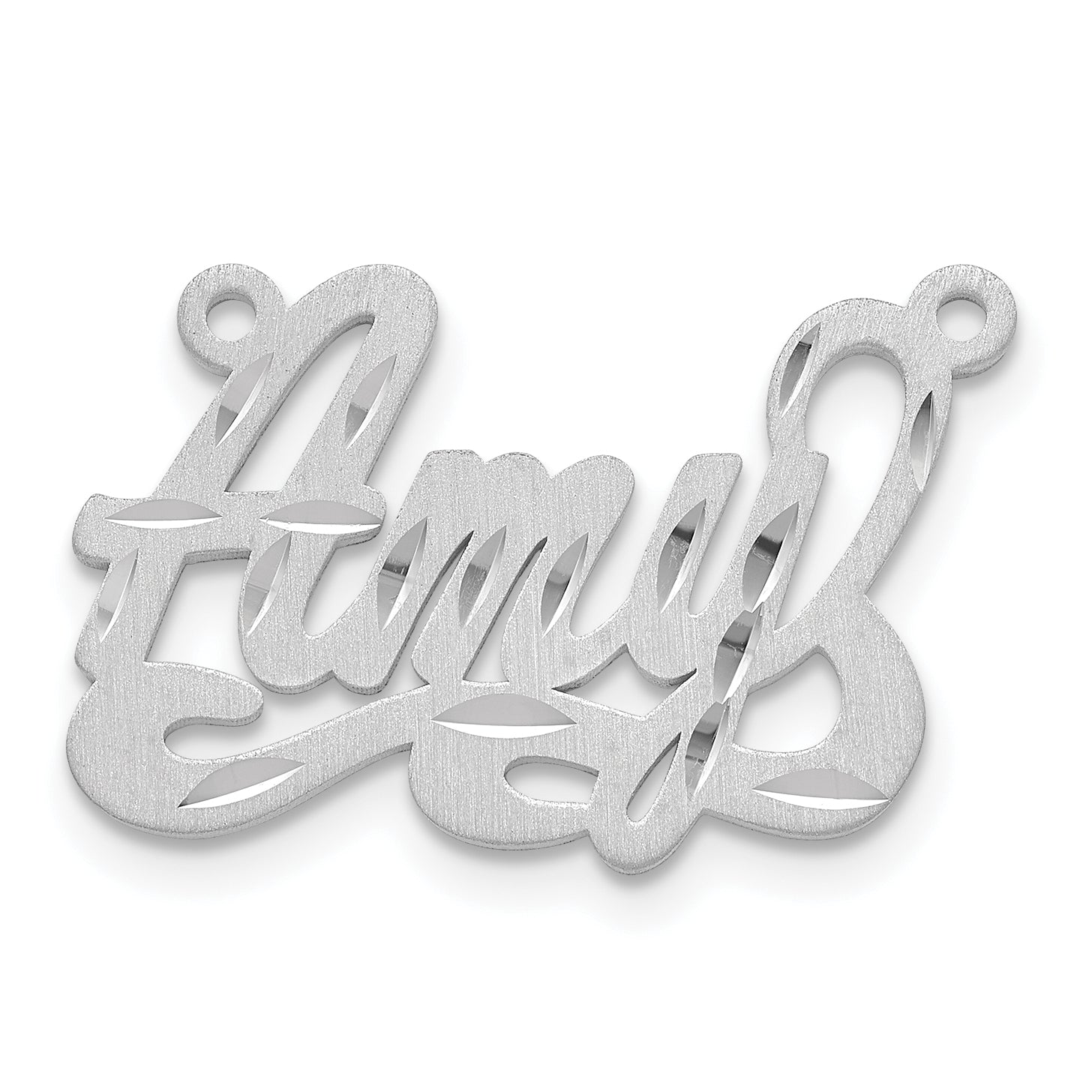 Sterling Silver/Rhodium-plated Satin Diamond-cut Name Plate