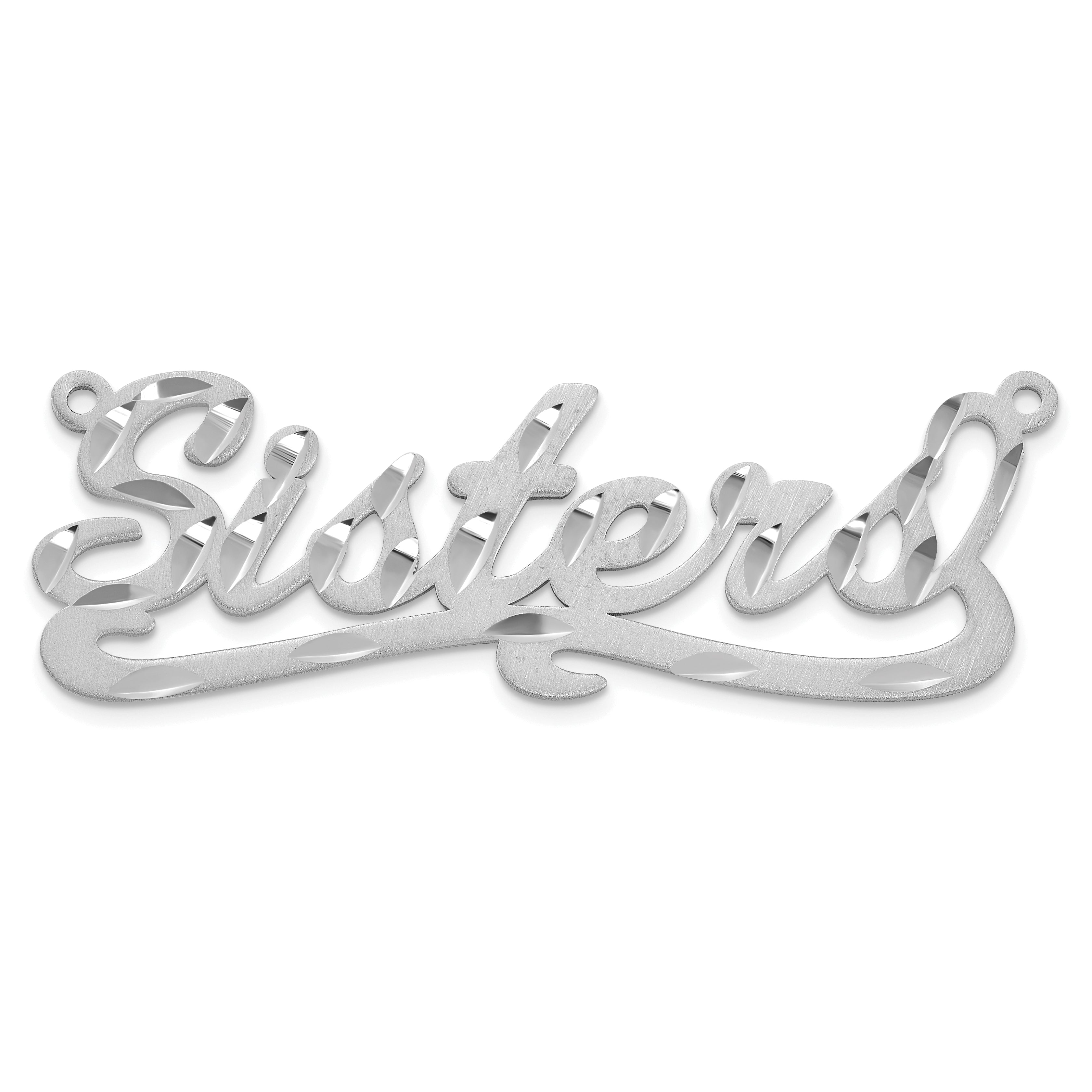 Sterling Silver/Rhodium-plated Satin Diamond-cut Name Plate