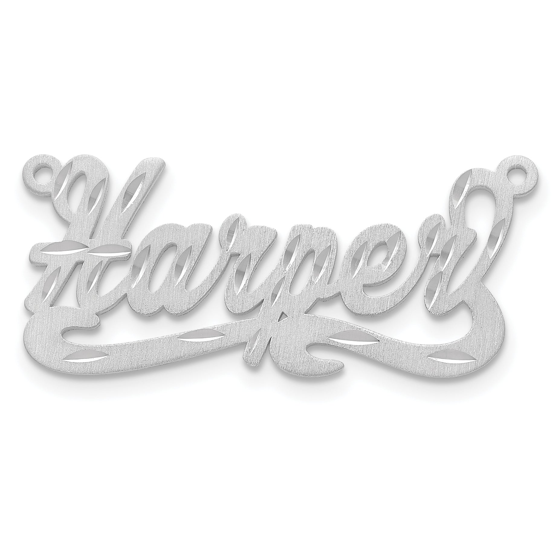 Sterling Silver/Rhodium-plated Satin Diamond-cut Name Plate