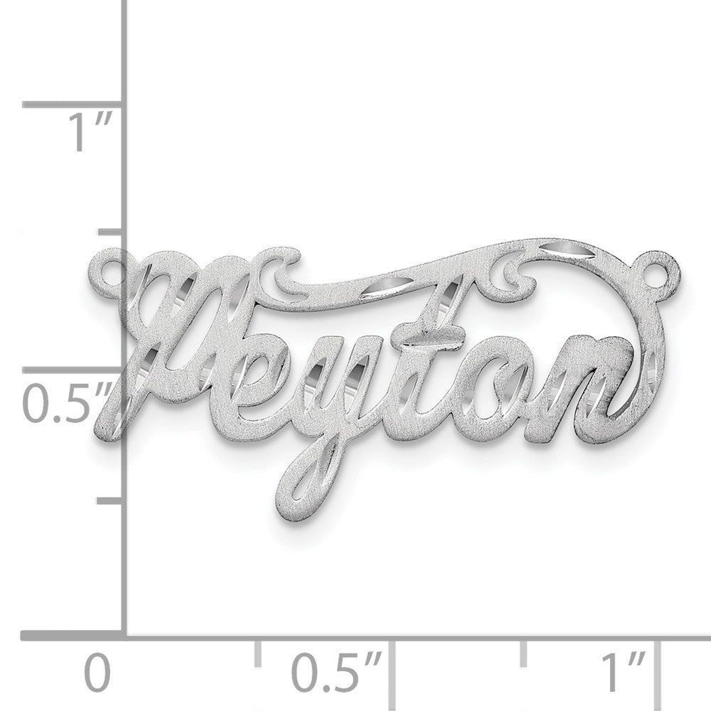 Sterling Silver/Rhodium-plated Satin Diamond-cut Name Plate