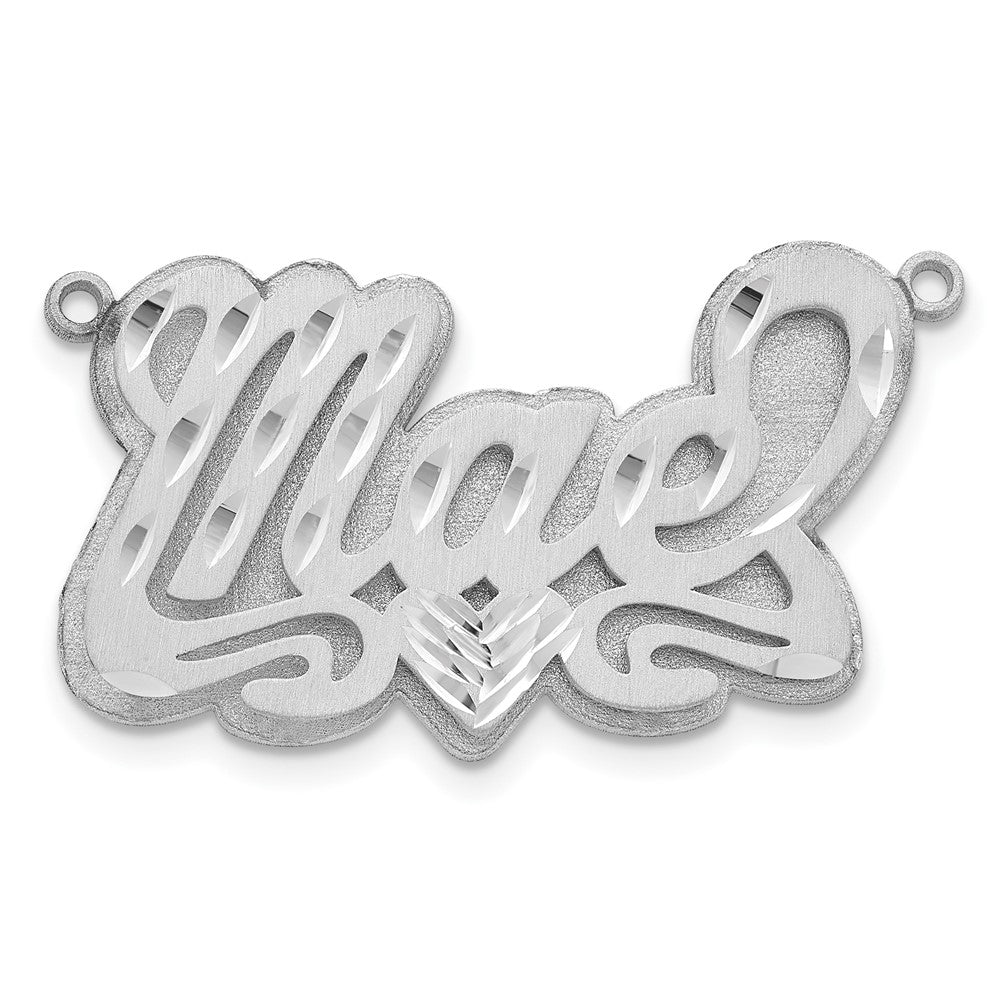 SS/Rhodium-plated 3D Satin Diamond-cut Heart Name Plate