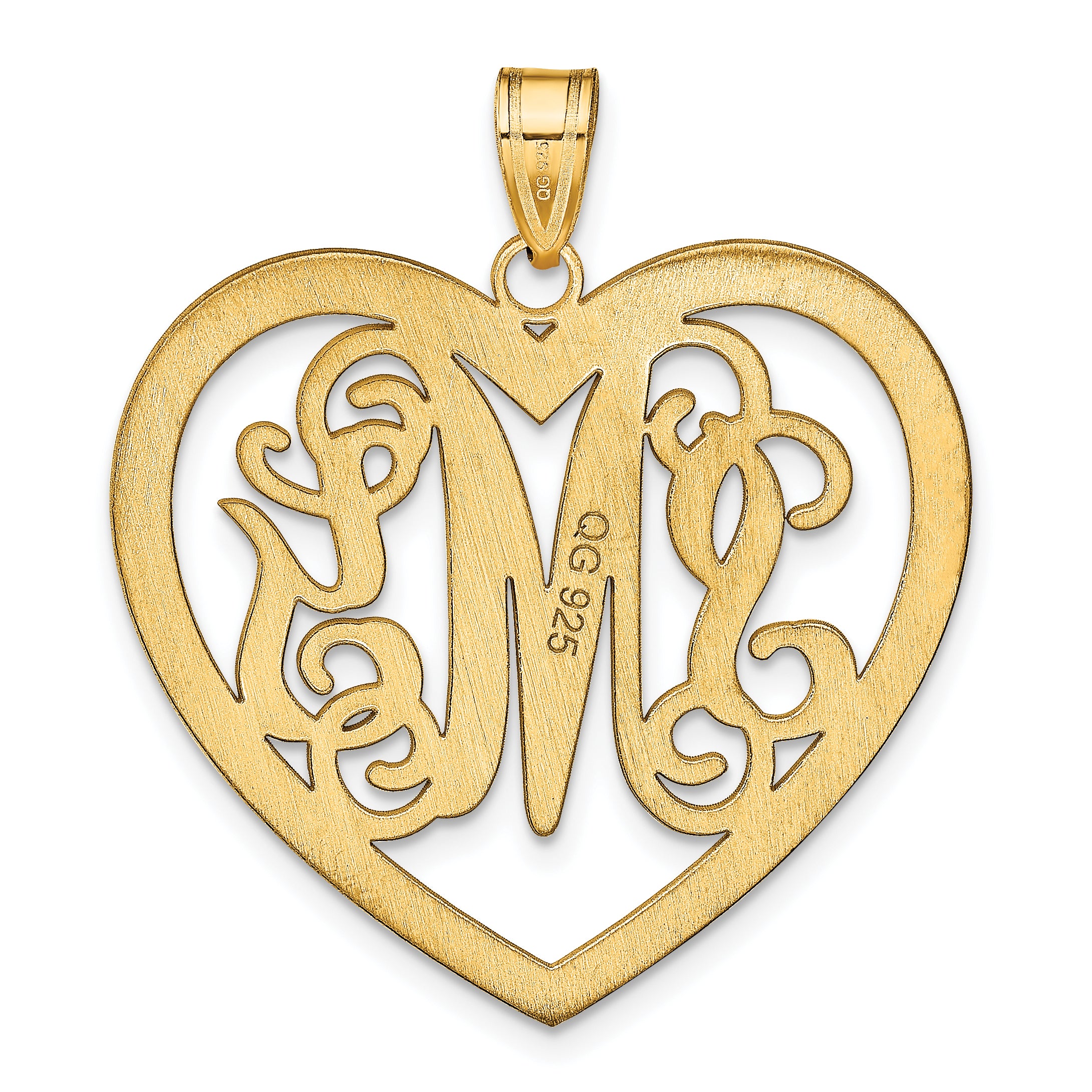 Sterling Silver/Gold-plated Large Monogram Heart Pendant