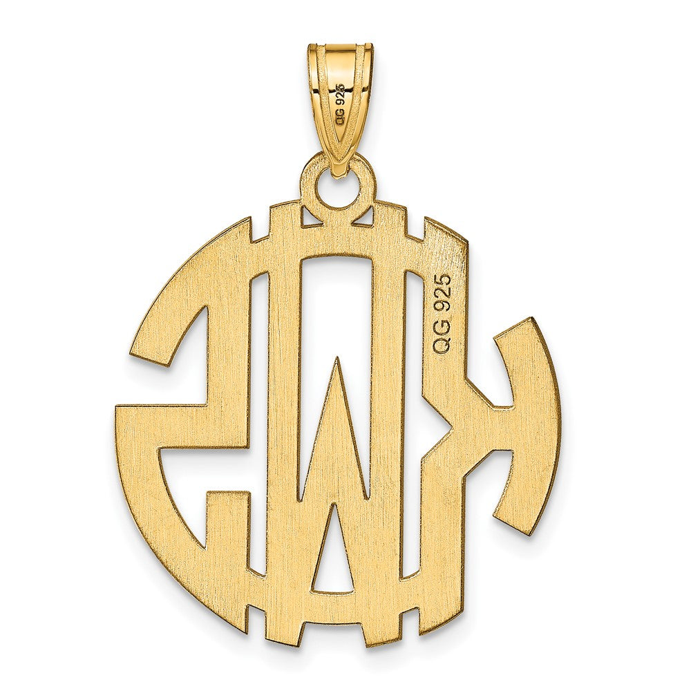Sterling Silver/Gold-plated Round Cut-out Monogram Pendant